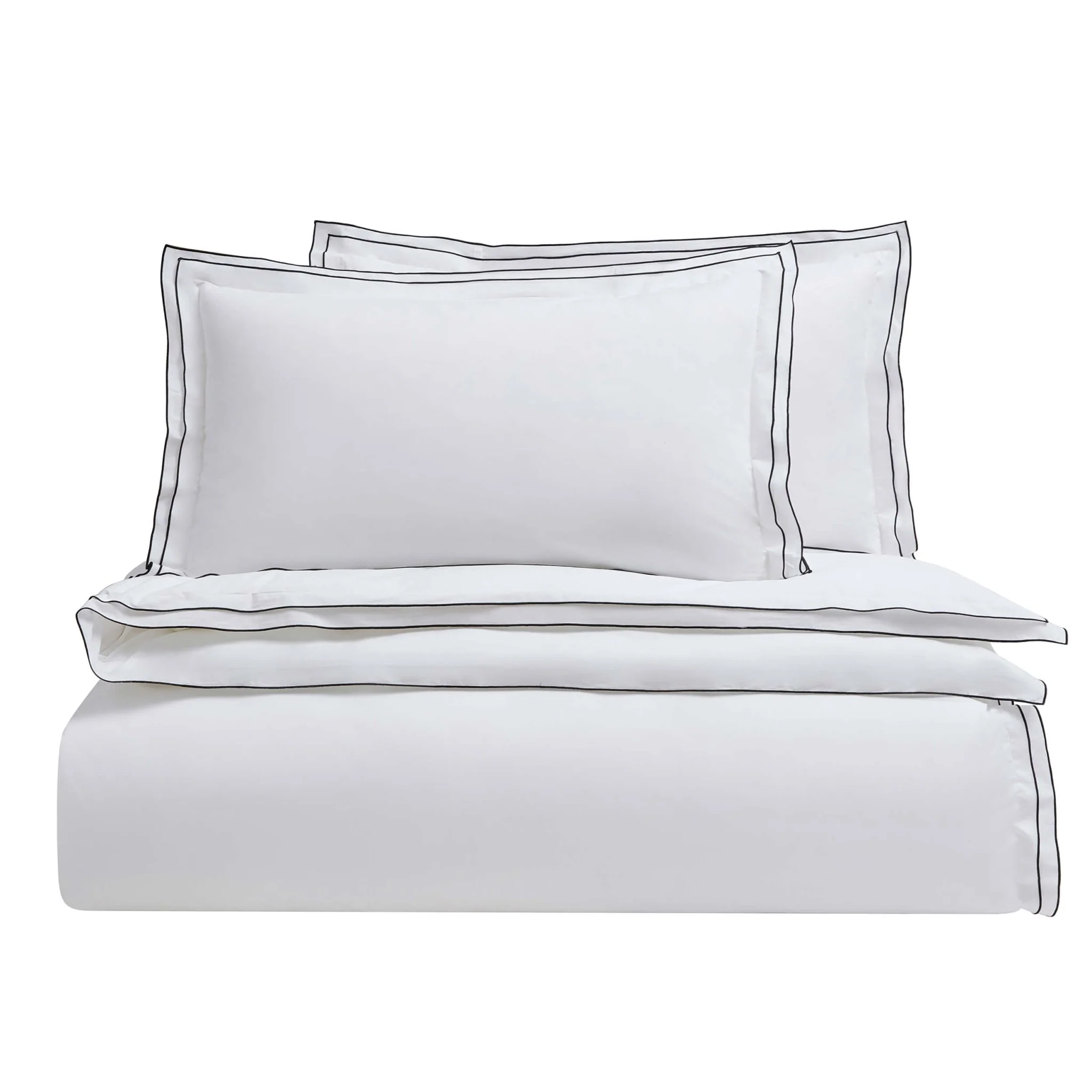 Pair of Alessia Embroided Edge 300 Thread Count Pillowcases - White/Black - Image 3