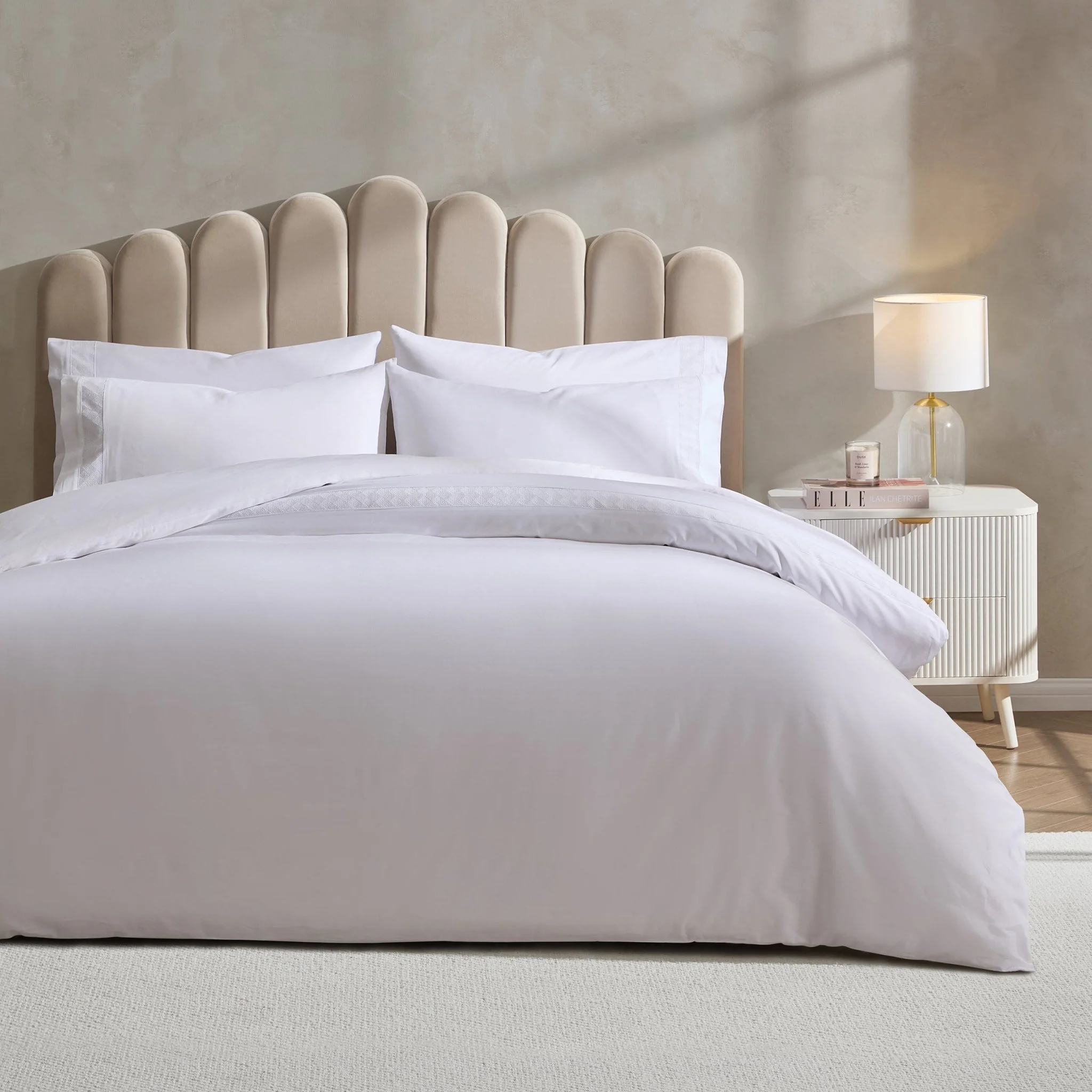 Alma 300 Thread Count Duvet Cover - Sateen - Off White - Image 2