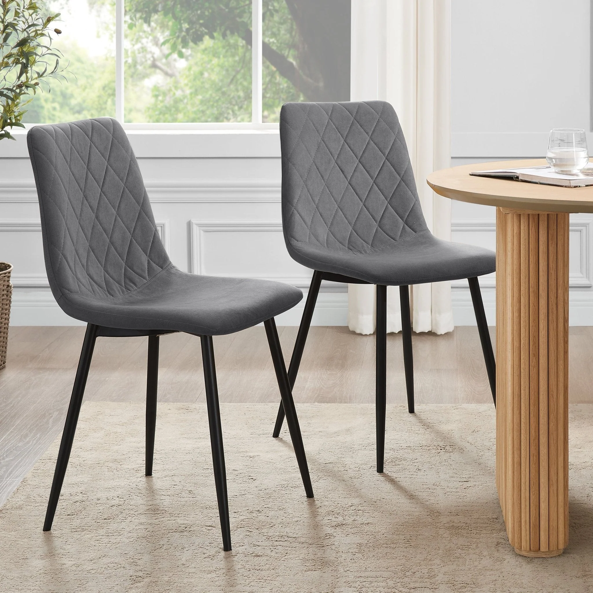 Annie Set Of 2 Dining Chairs - Velvet - Grey