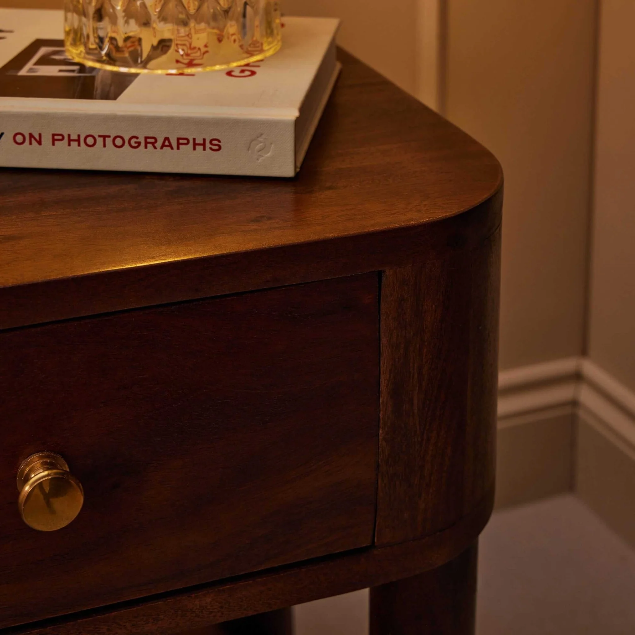 Avery Acacia Wood 1 Drawer Nightstand - Walnut - Image 3