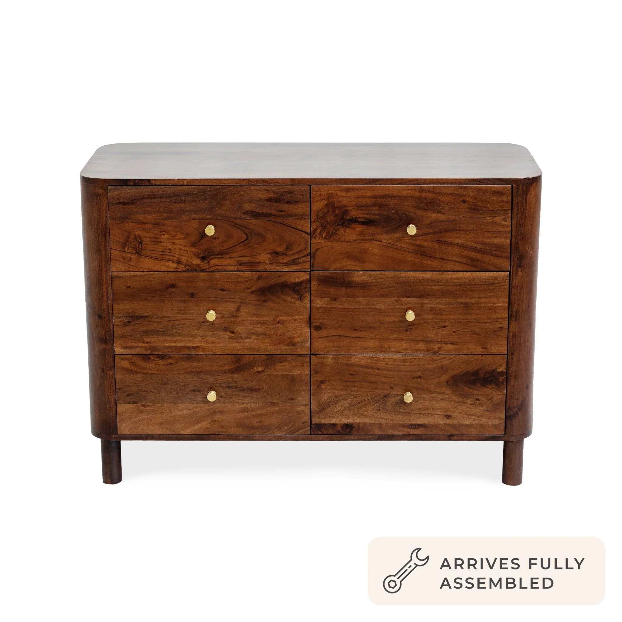 Avery Acacia Wood 6 Drawer Chest - Walnut - Image 4