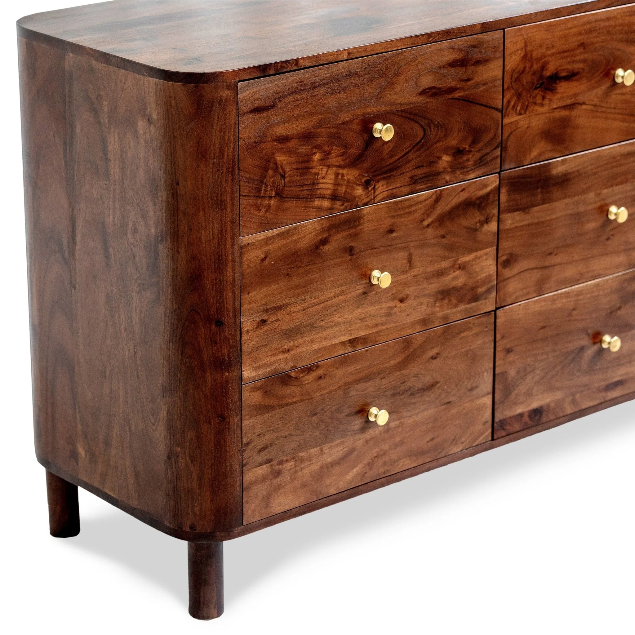 Avery Acacia Wood 6 Drawer Chest - Walnut - Image 5