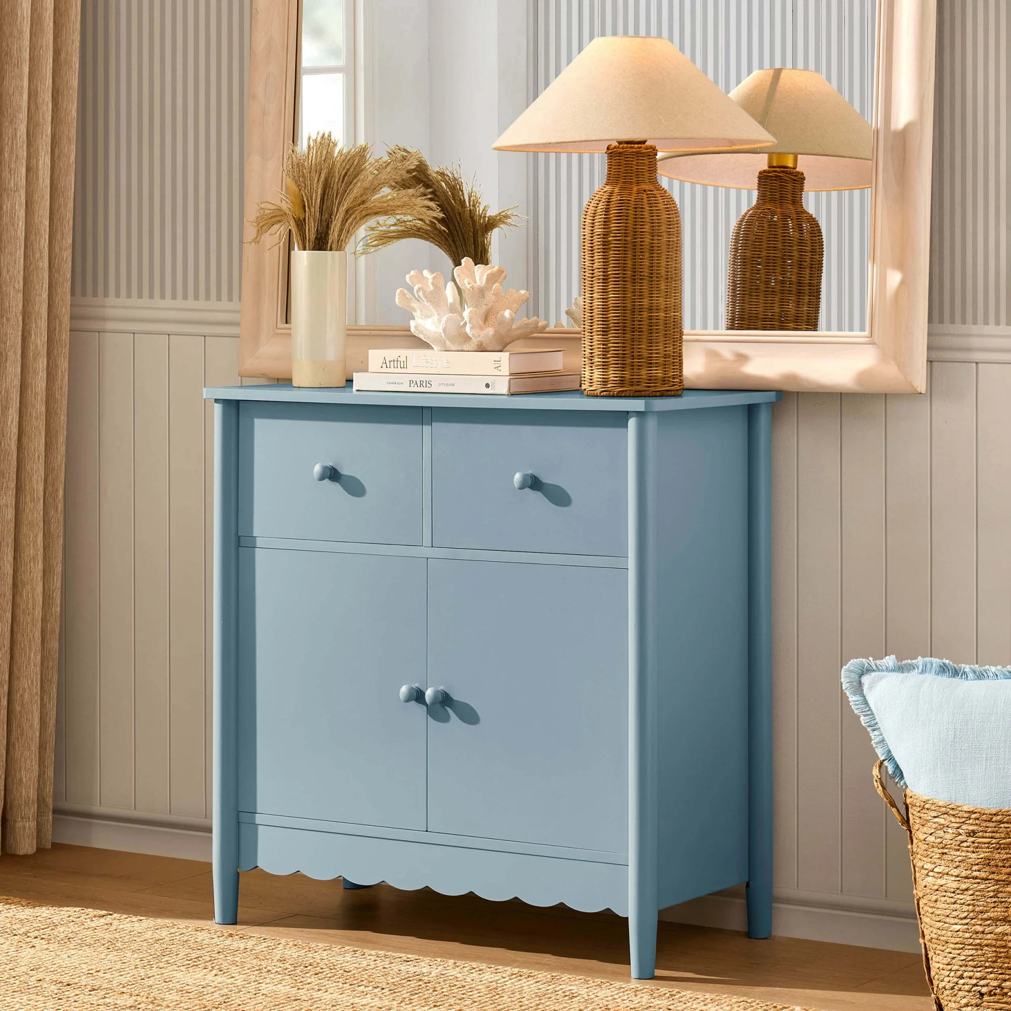 Betty 2 Door Sideboard with Drawers - Sky Blue - Image 4