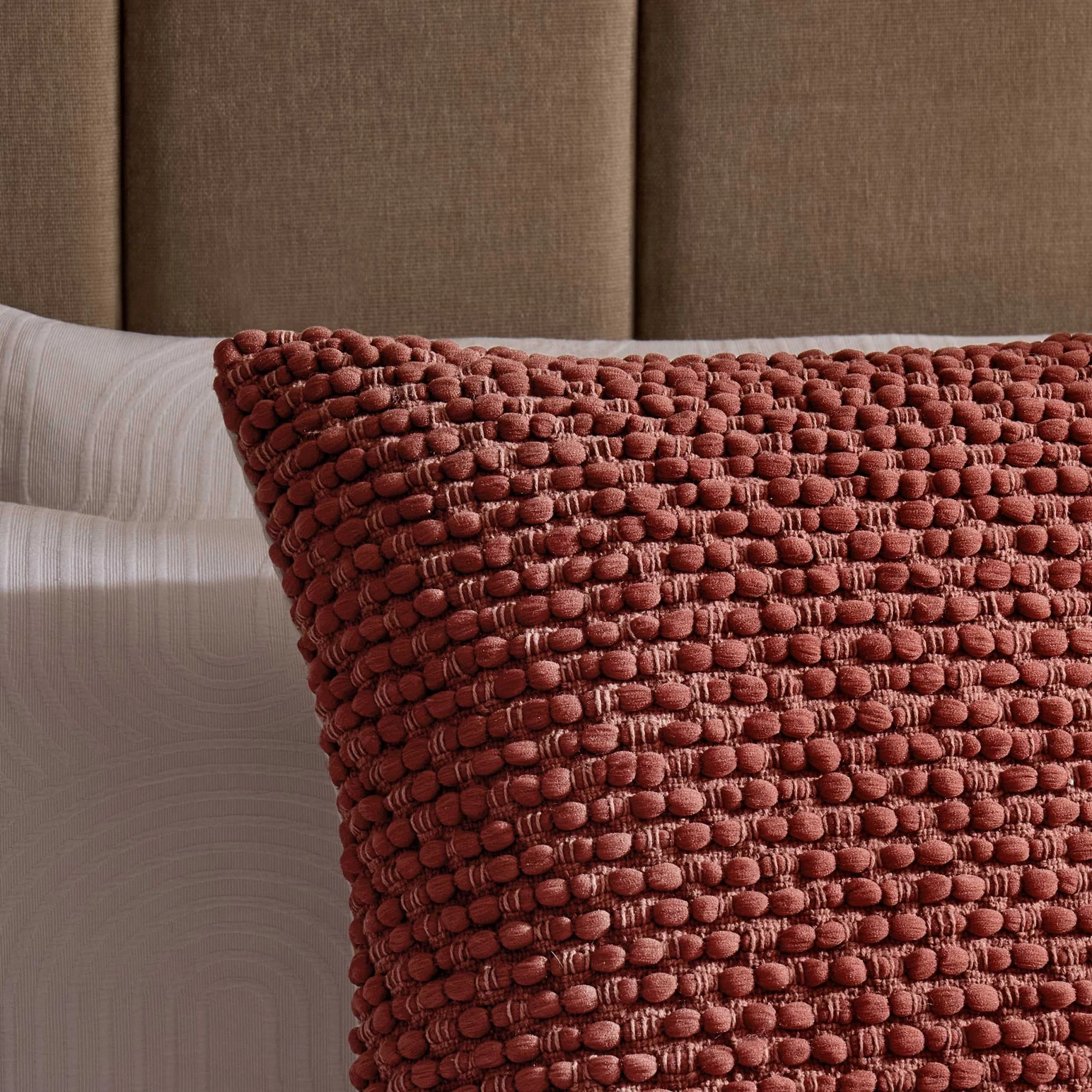 Bobble Loop Cushion Cover - Rust - Image 2