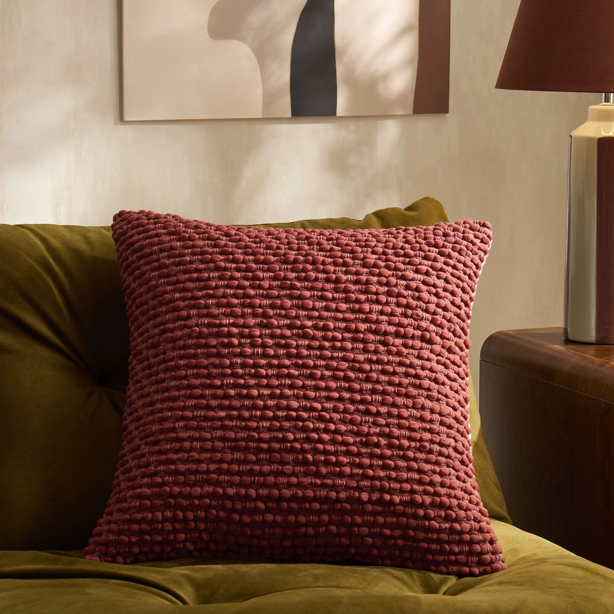 Bobble Loop Sofa Cushion Cover - Rust