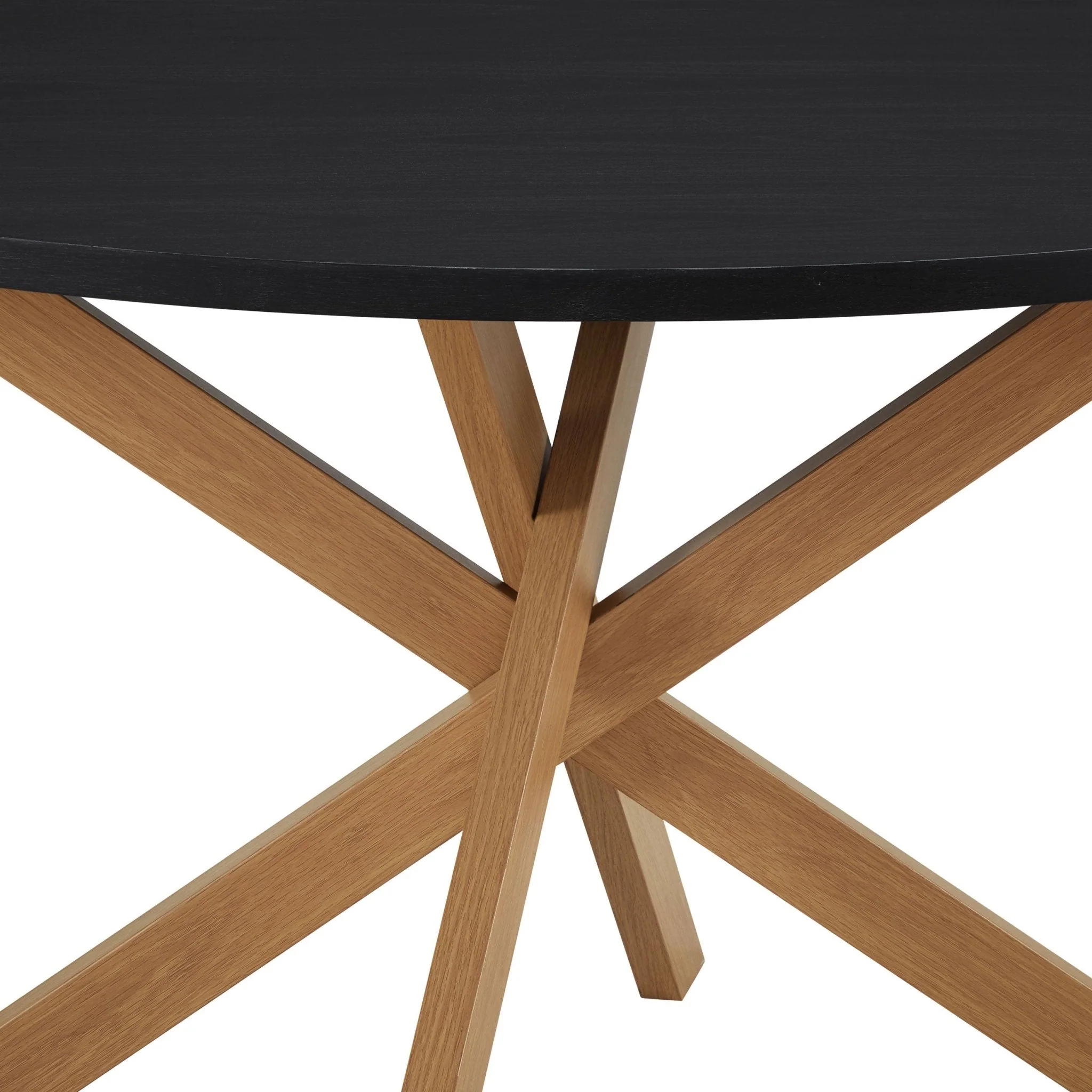 Brooke Round 4-6 Seater Dining Table - Black/Wood - Image 5