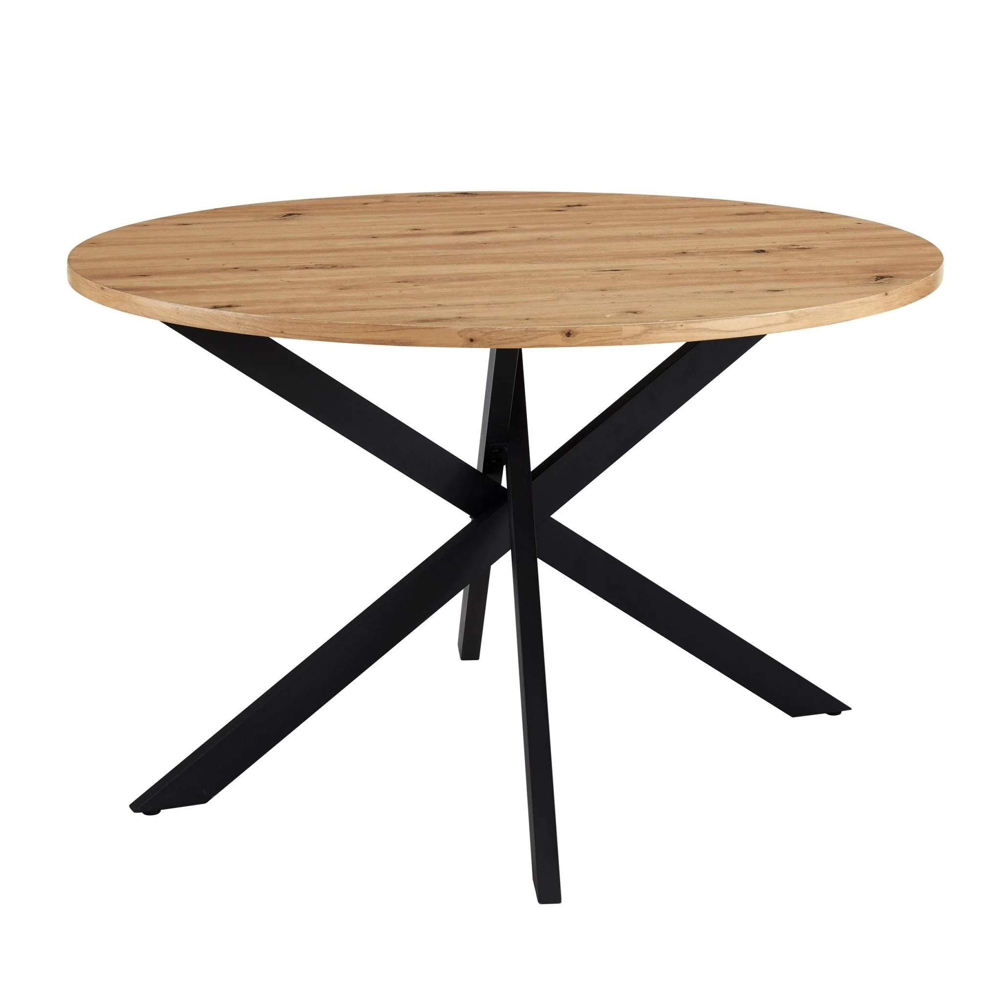 Brooke Round 4-6 Seater Dining Table - Wood/Black - Image 2