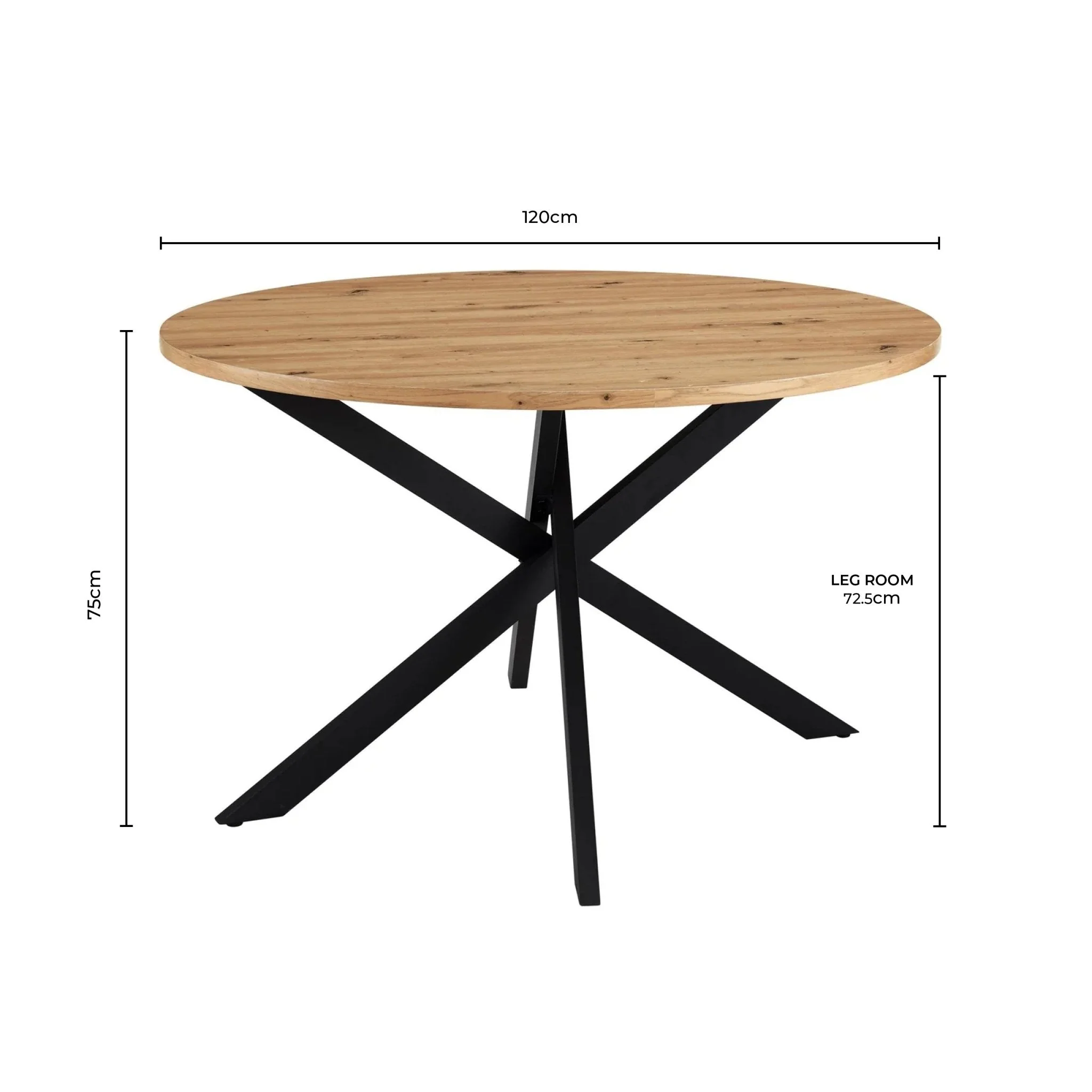 Brooke Round 4-6 Seater Dining Table - Wood/Black - Image 7