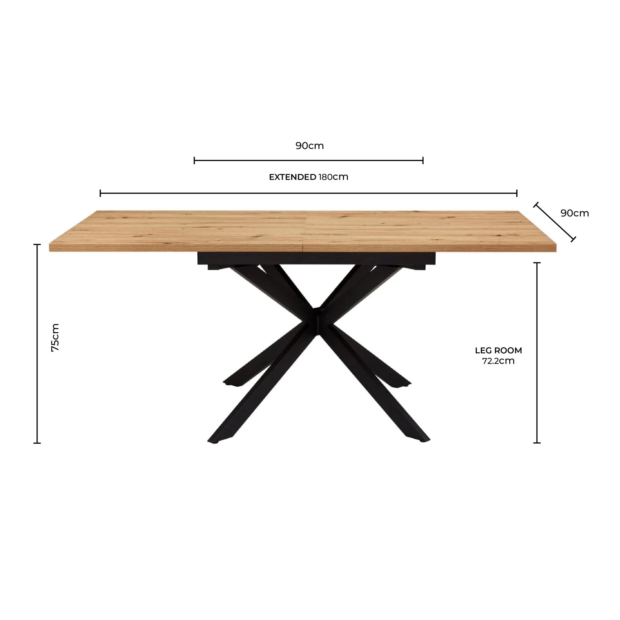 Brooke Square Extendable 4-8 Seater Dining Table - Black - Image 9