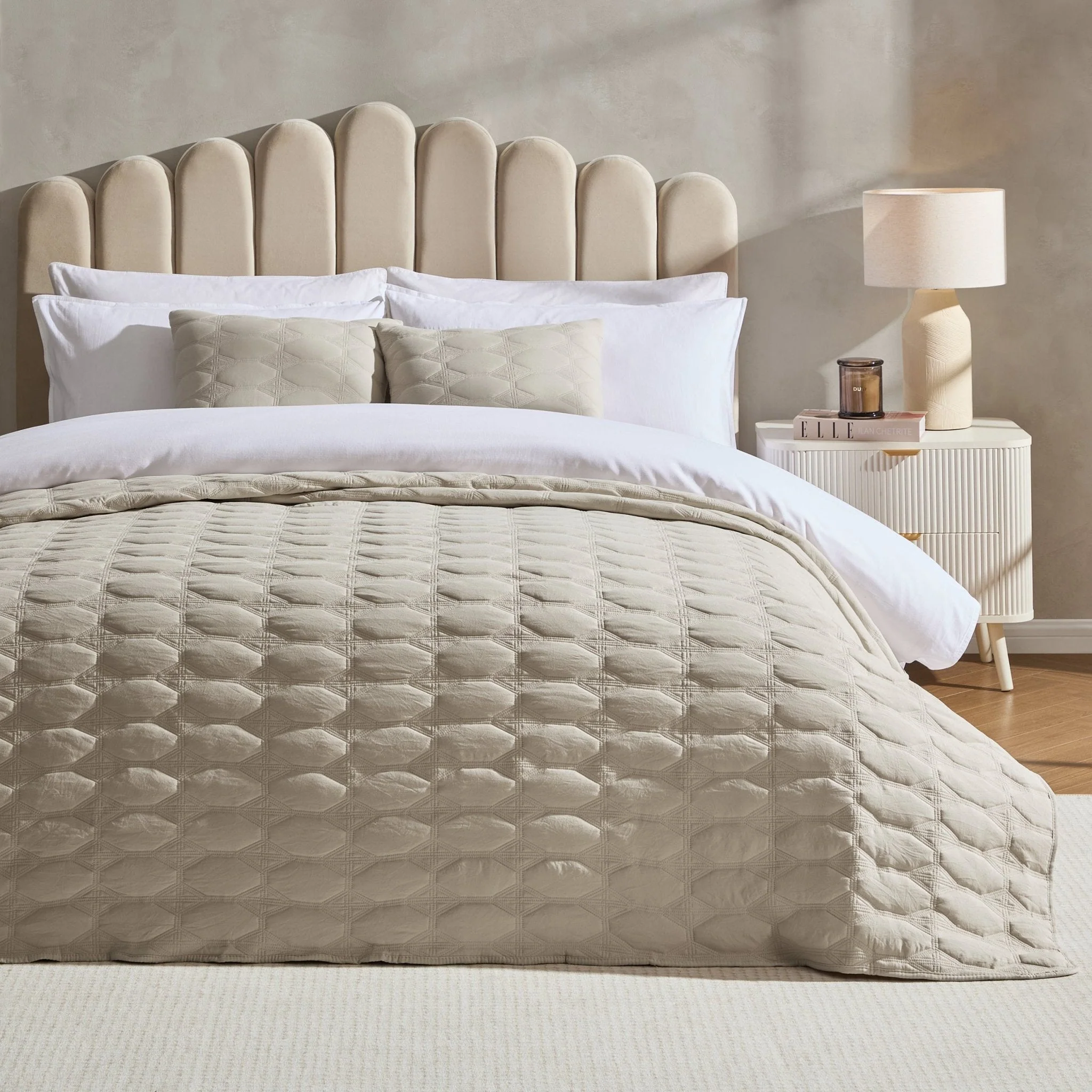 Charlotte Geometric Embroidered Cushion Cover - Natural - Image 2