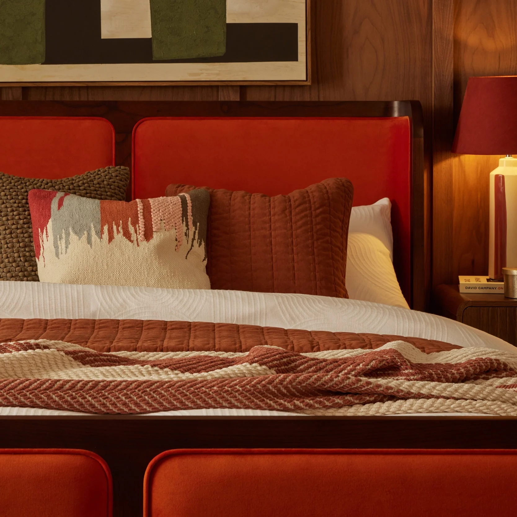 Chenille Stripe Tassel Herringbone Throw - Rust/Cream - Image 4