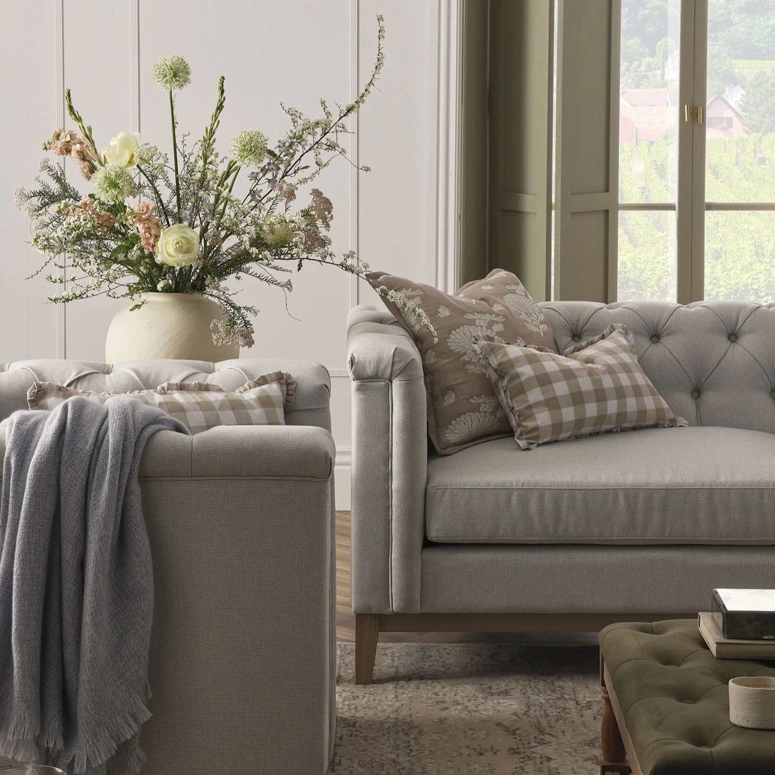 Chesterfield Pouffe - Natural Stripe - Image 5
