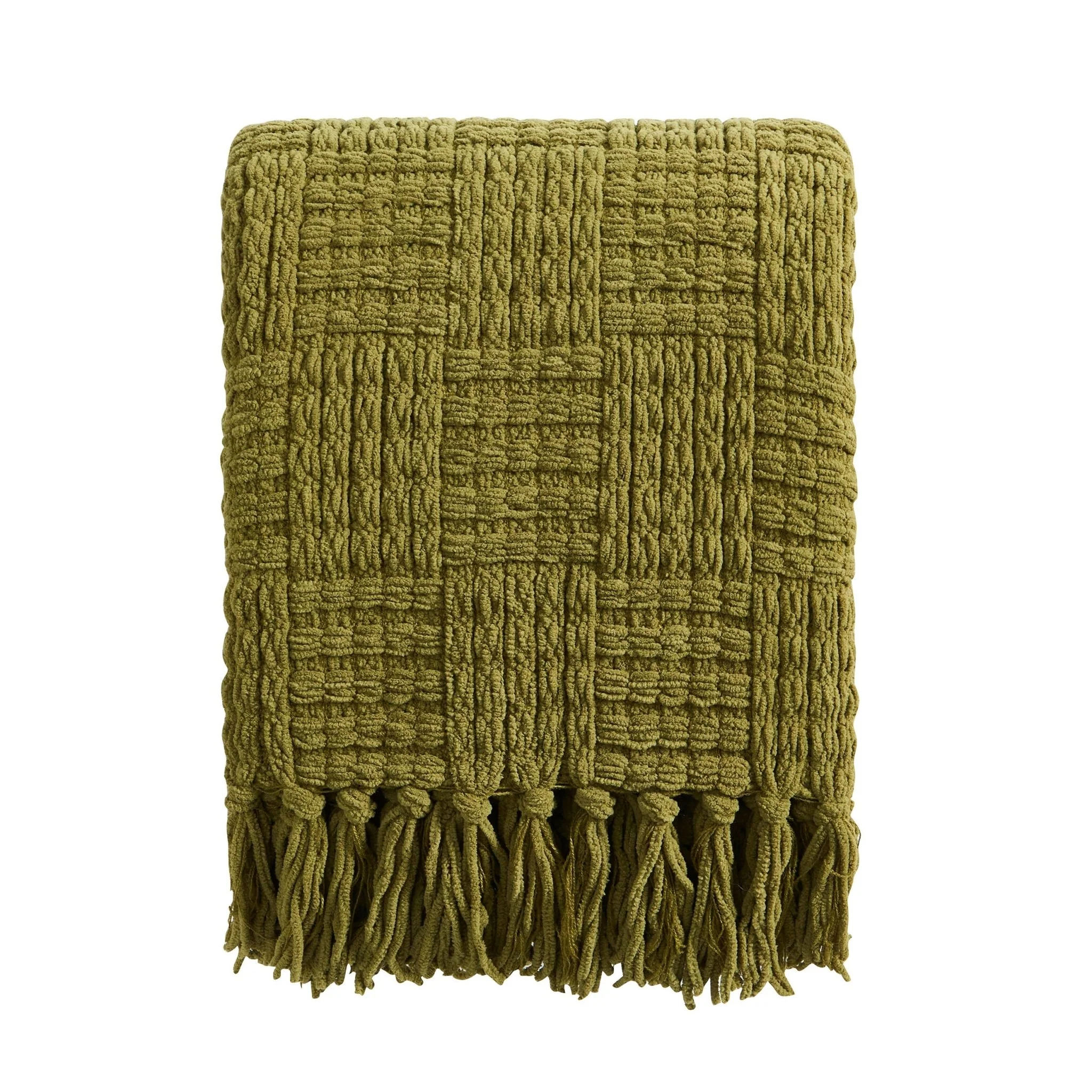 Chunky Chenille Throw - Olive Green - Image 7