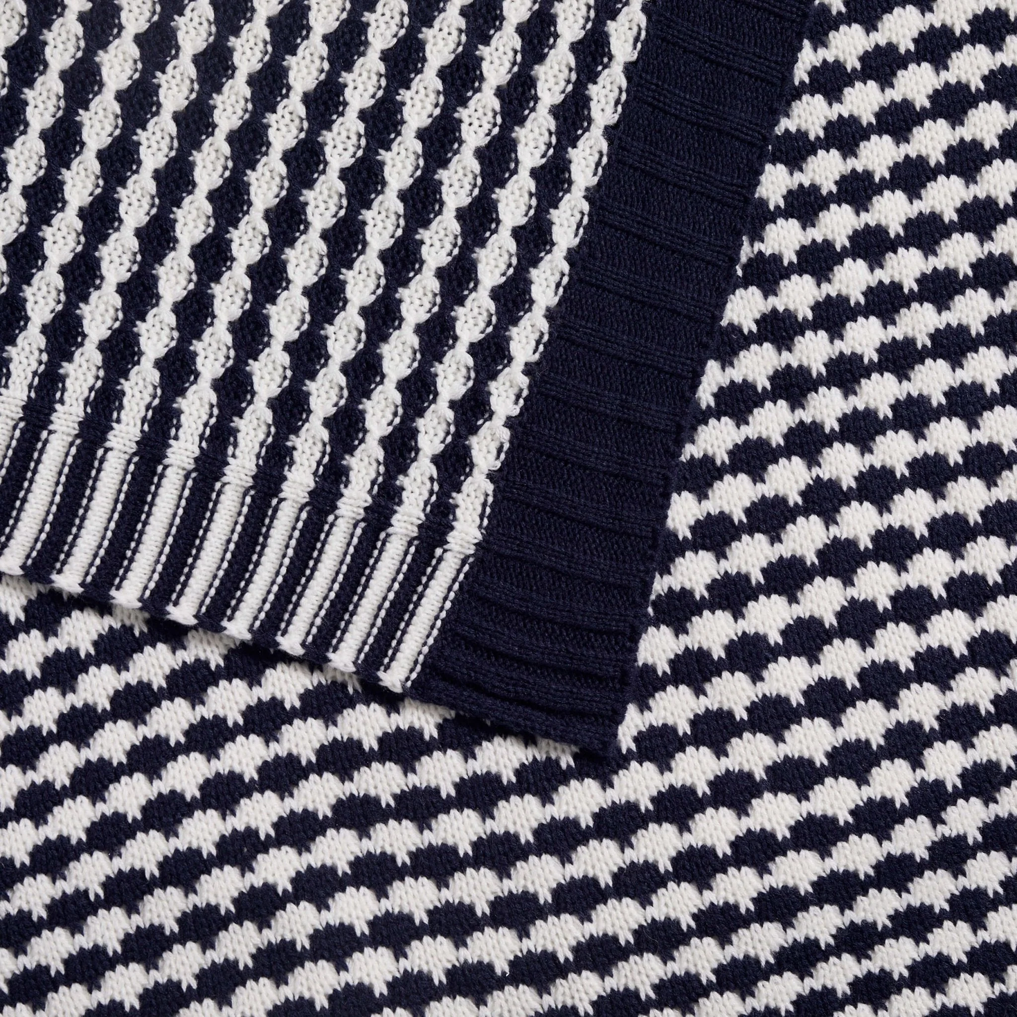 Contrast Pattern Knit Sofa Throw - Midnight - Image 3