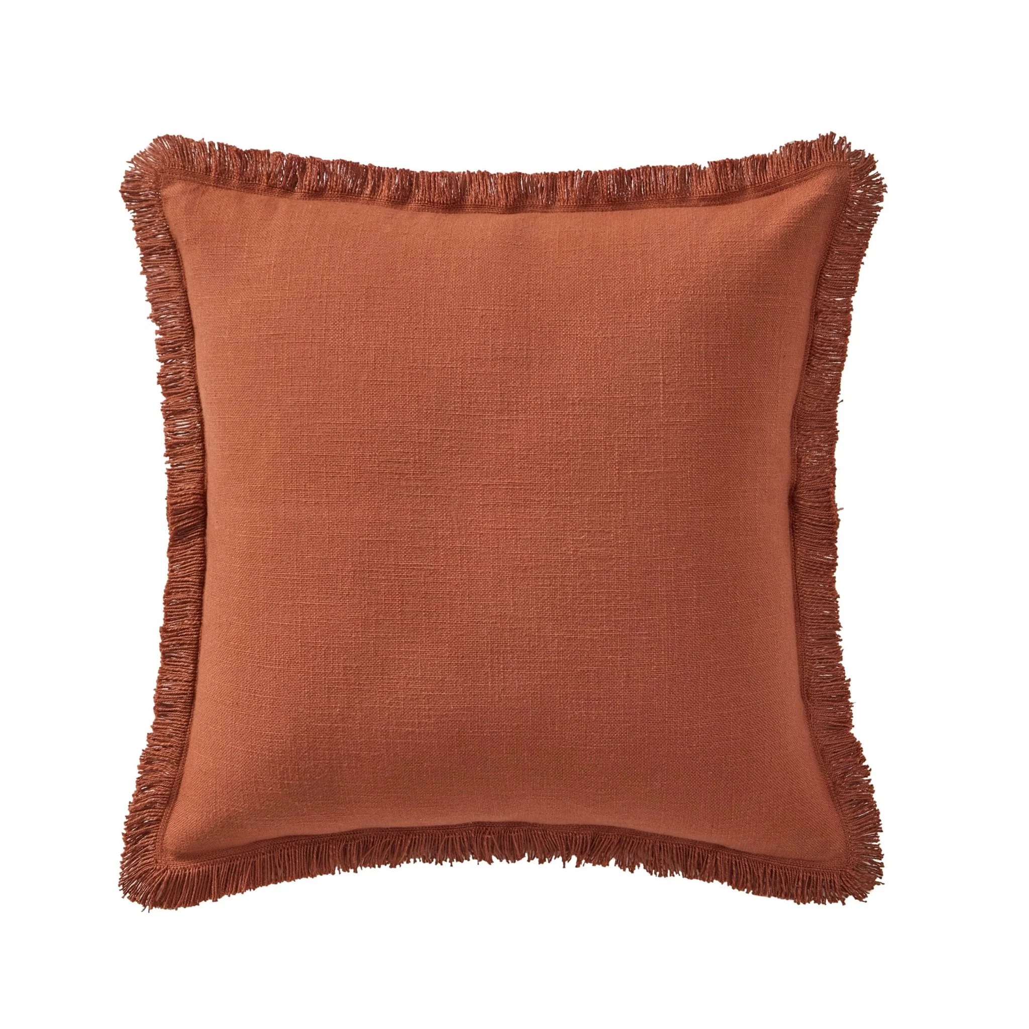 Cotton Fringed Edge Cushion Cover - Burnt Orange - Image 3
