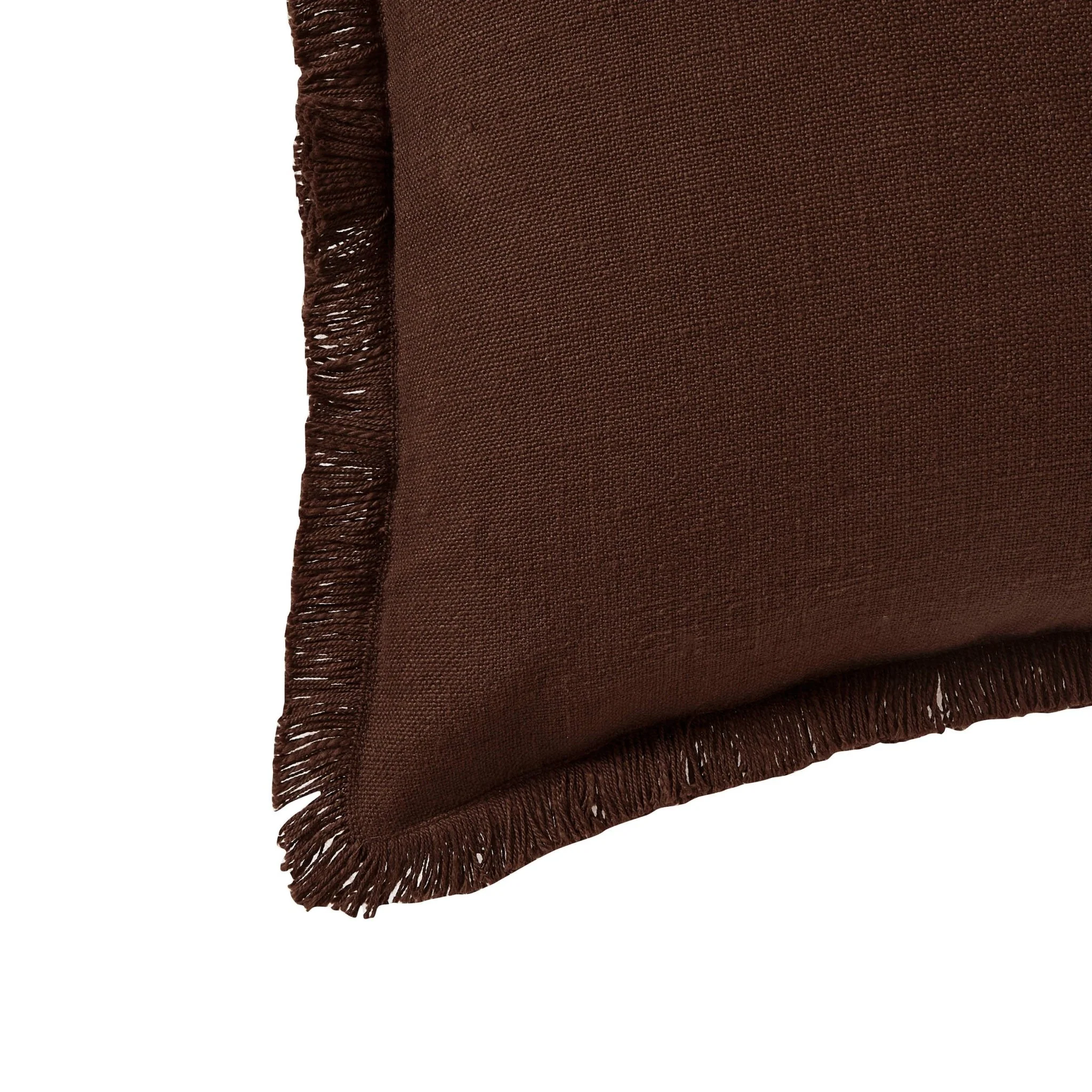 Cotton Fringed Edge Sofa Cushion Cover - Chocolate - Image 3