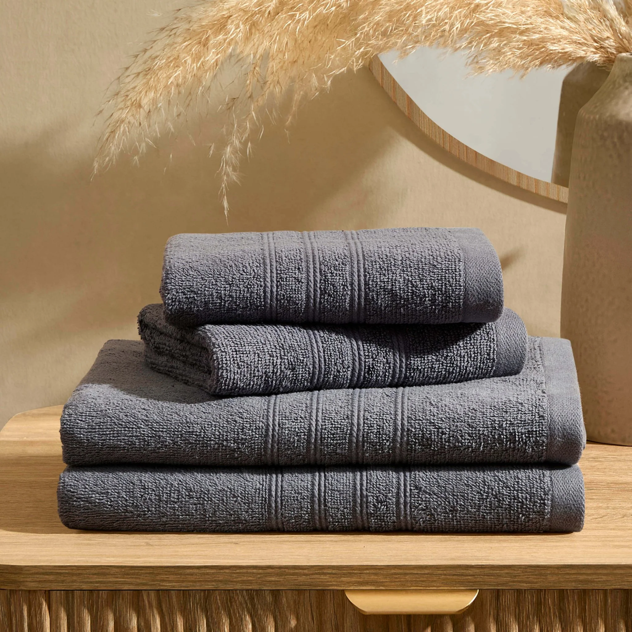 Crete 4 Piece Towel Bundle Set - Slate