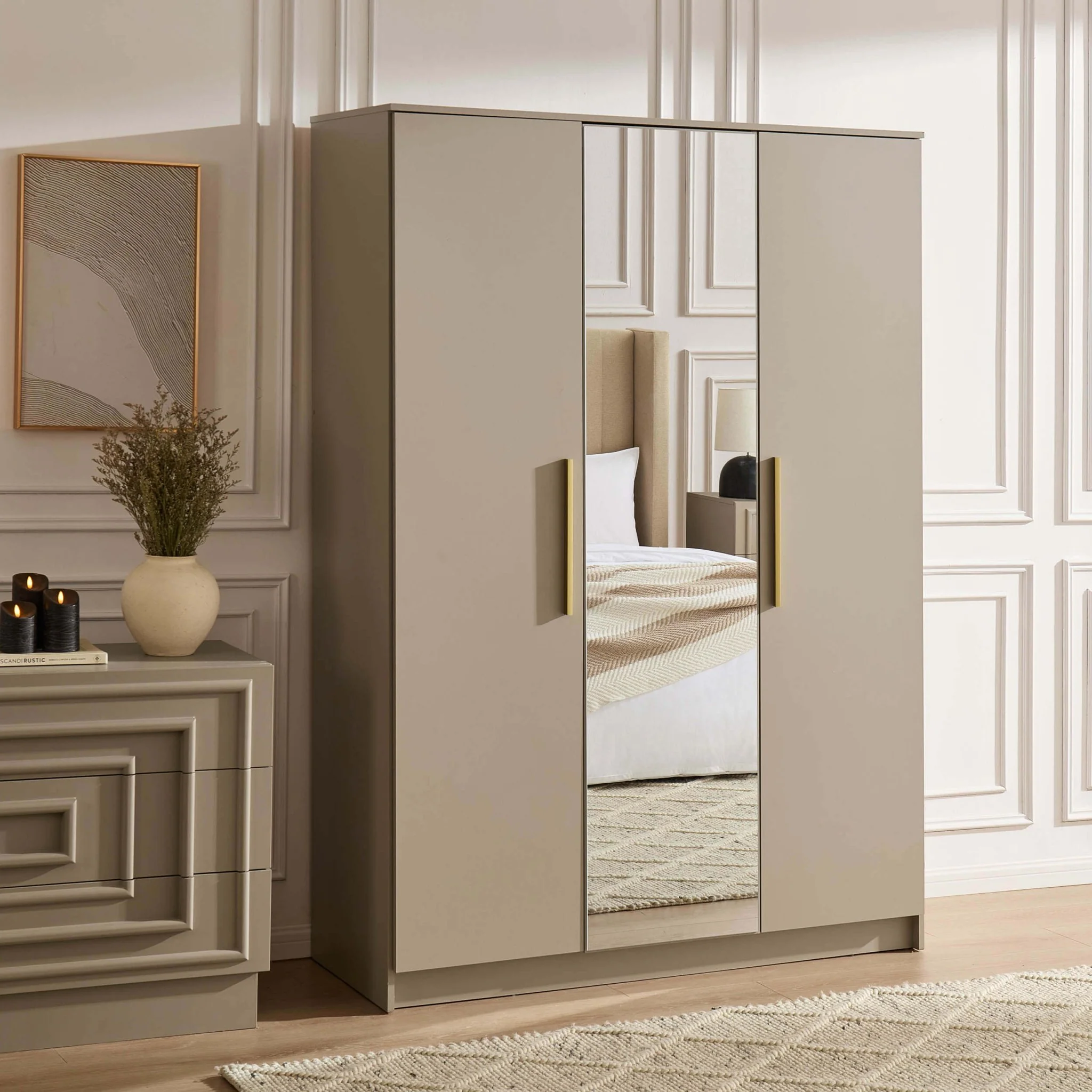 Darcey 3 Door Wardrobe - Taupe