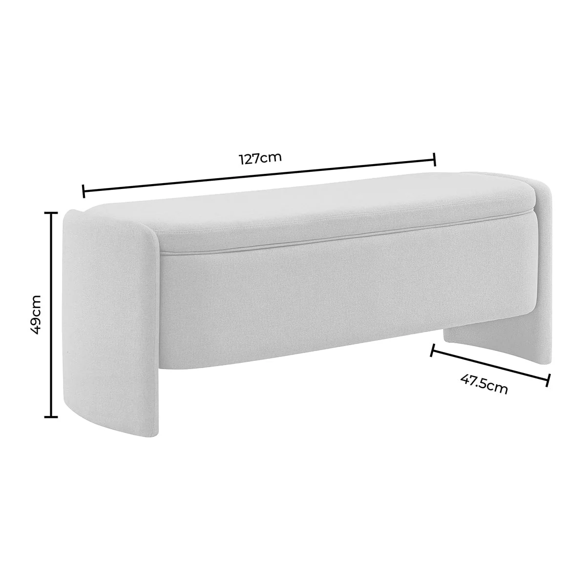 Didsbury Curved Storage Bench - Oatmeal - Image 9