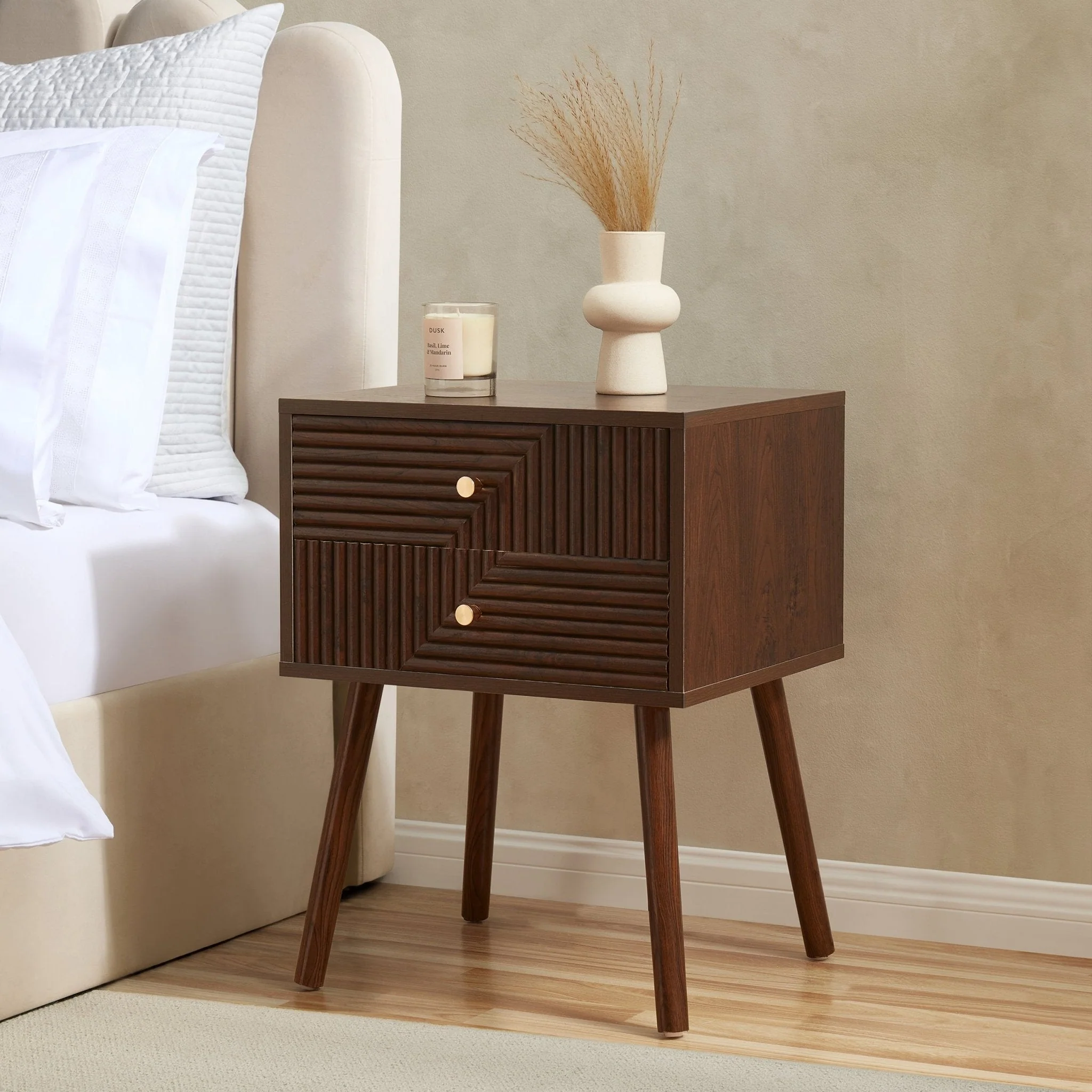 Dora 2 Drawer Nightstand - Walnut
