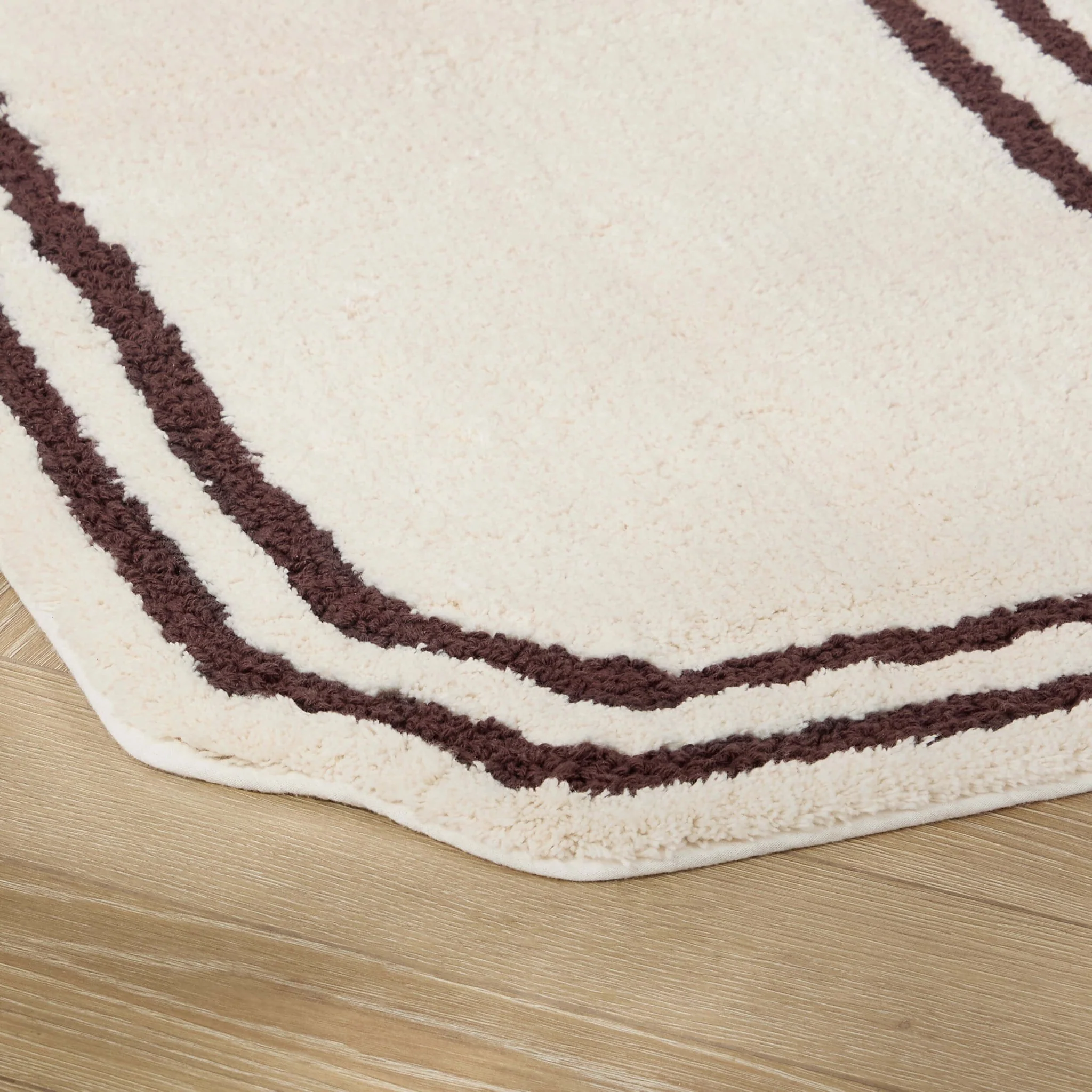 Elba Border Bath Mat - Vanilla & Chocolate - Image 2