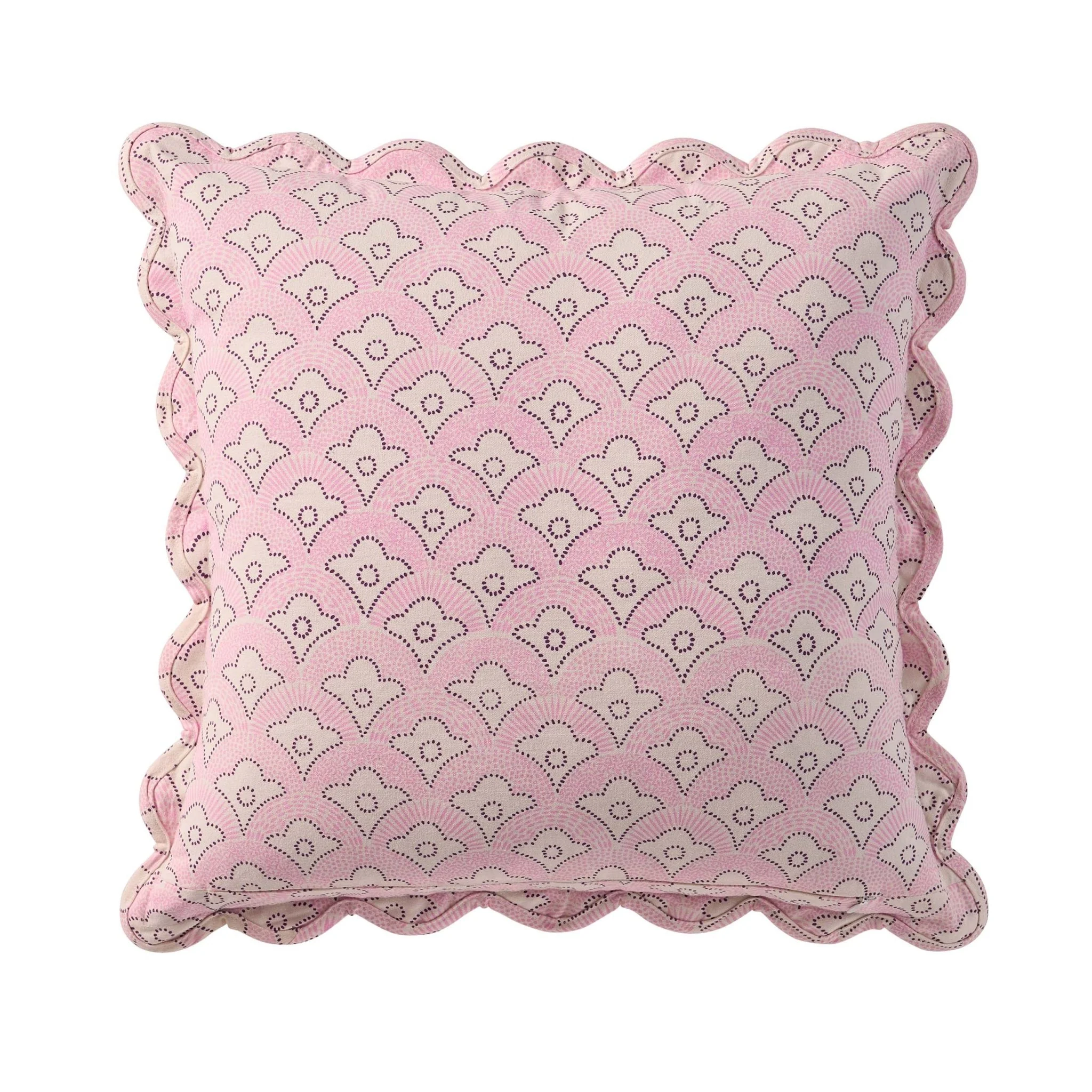 Esme 100% Cotton Printed Scallop Reversible Sofa Cushion Cover - Pink - Image 6