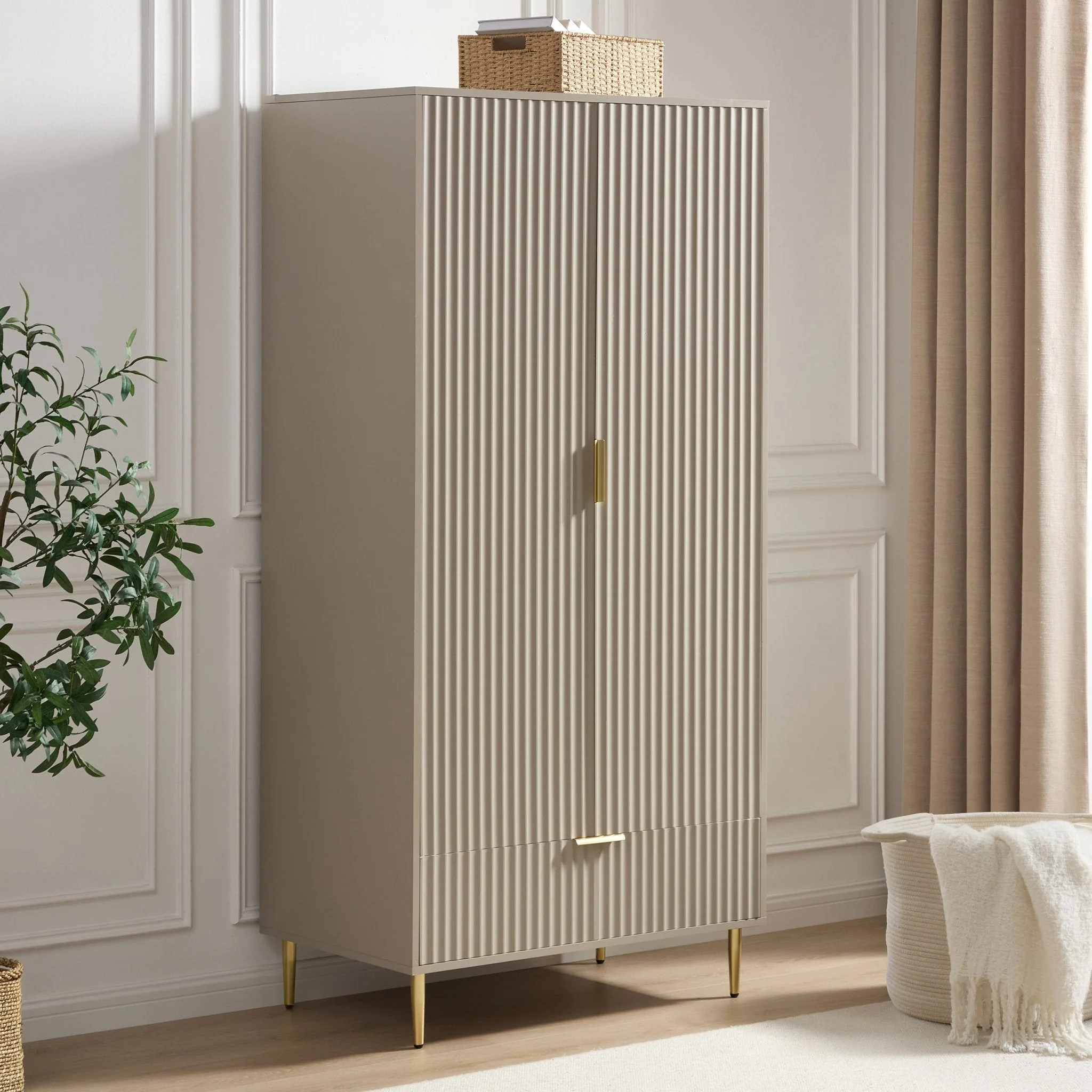 Evie 2 Door Wardrobe with Drawers - Taupe