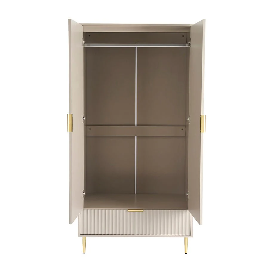 Evie 2 Door Wardrobe with Drawers - Taupe - Image 5