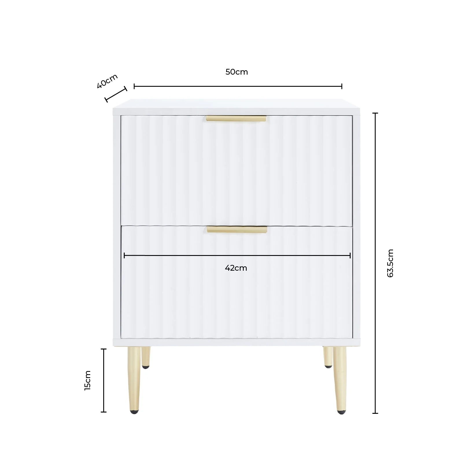 Evie 2 Drawer Bedside Table - Wood Effect - Image 3