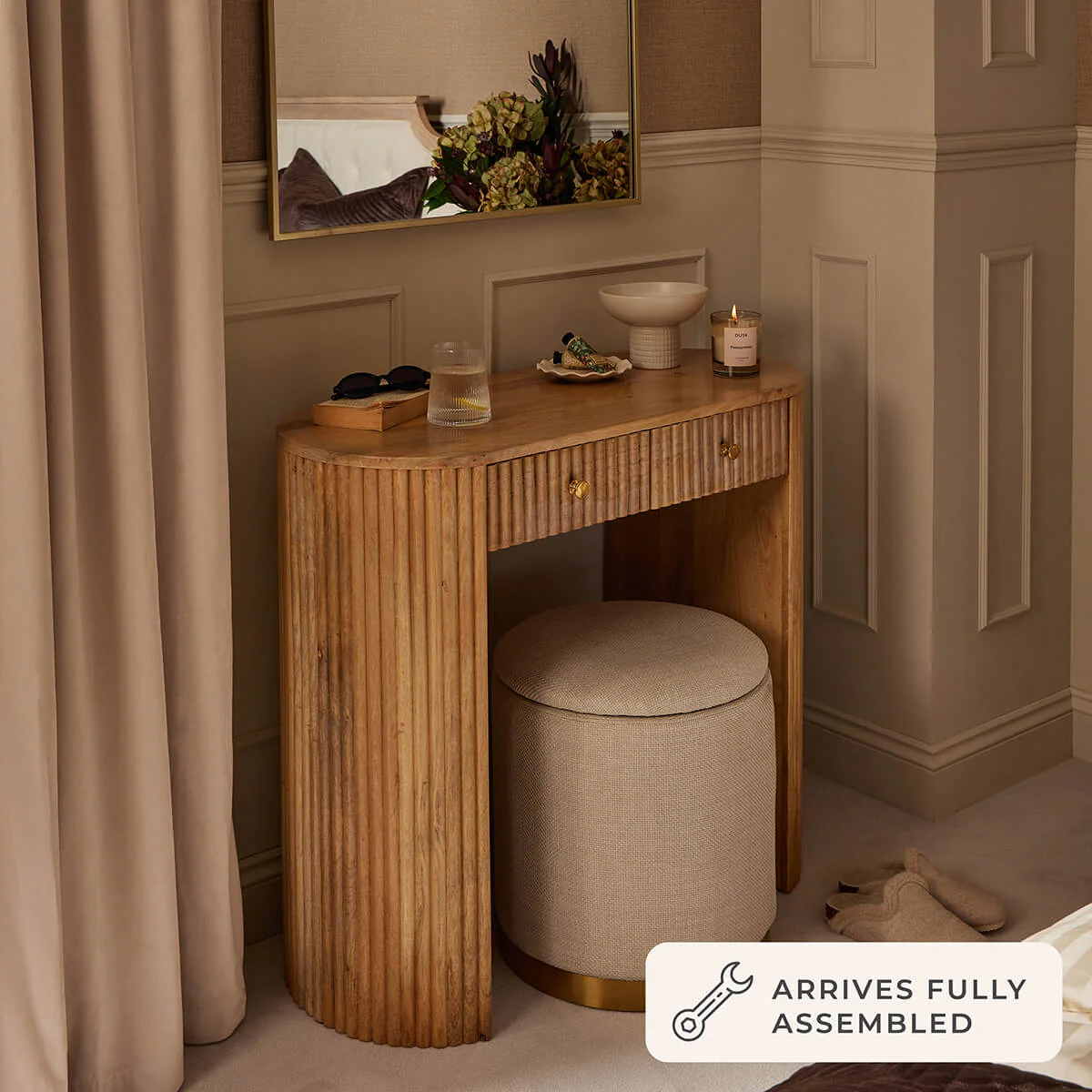 Finley Mango Wood Dressing Table Console - Natural