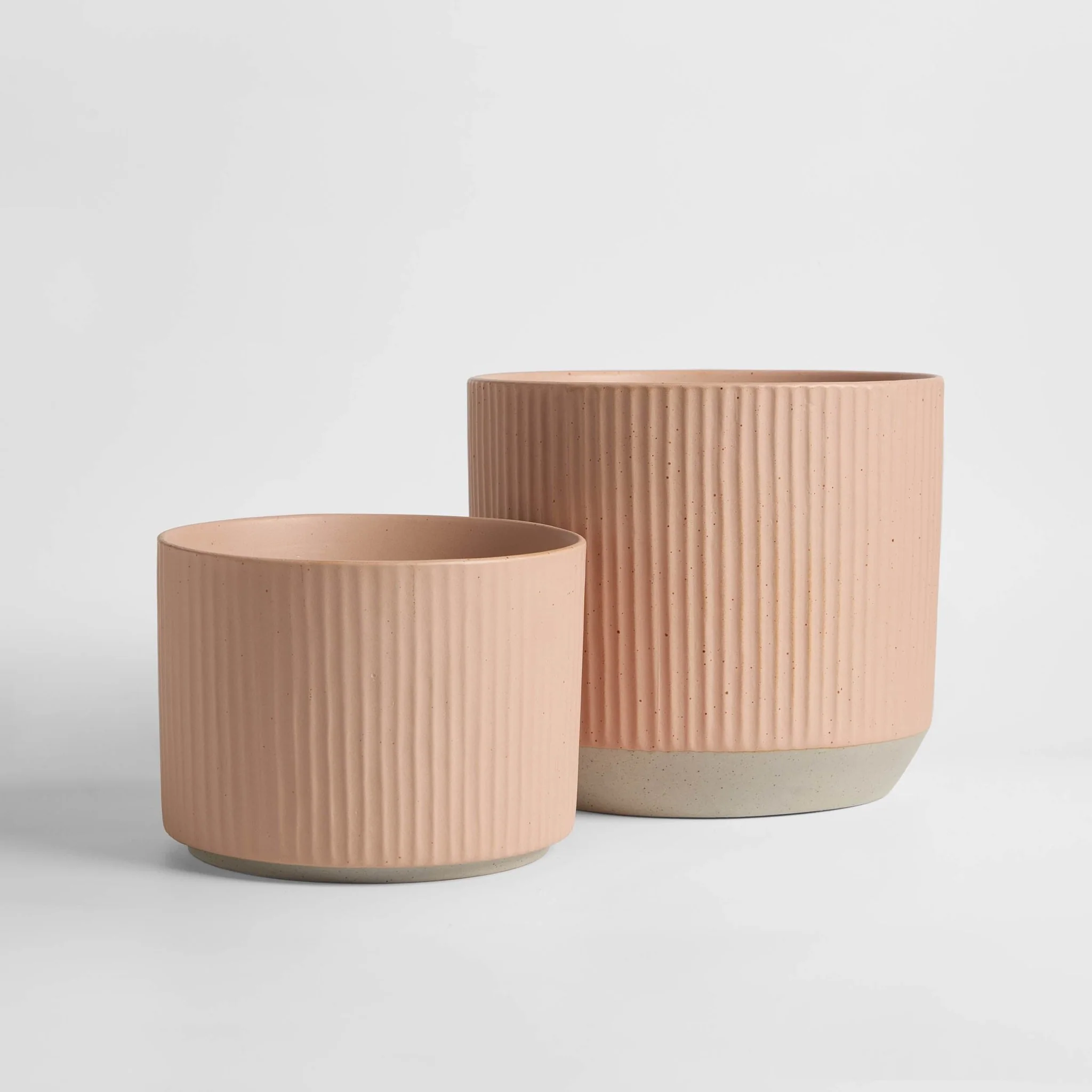 Flora Ribbed Clay Plant Pot - Pink - Image 2