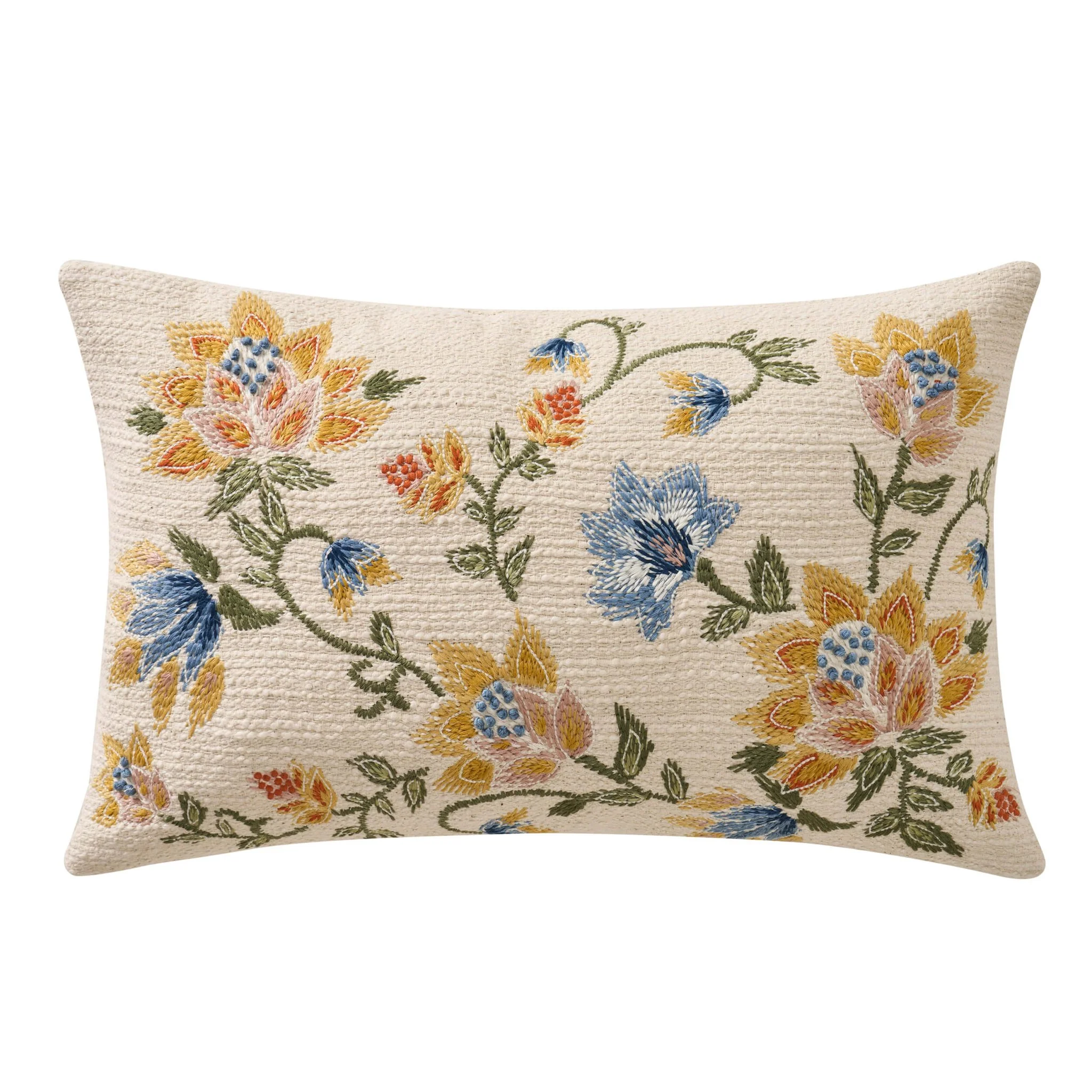 Floral Jacquard Embroidered Cushion Cover - Blue - Image 8