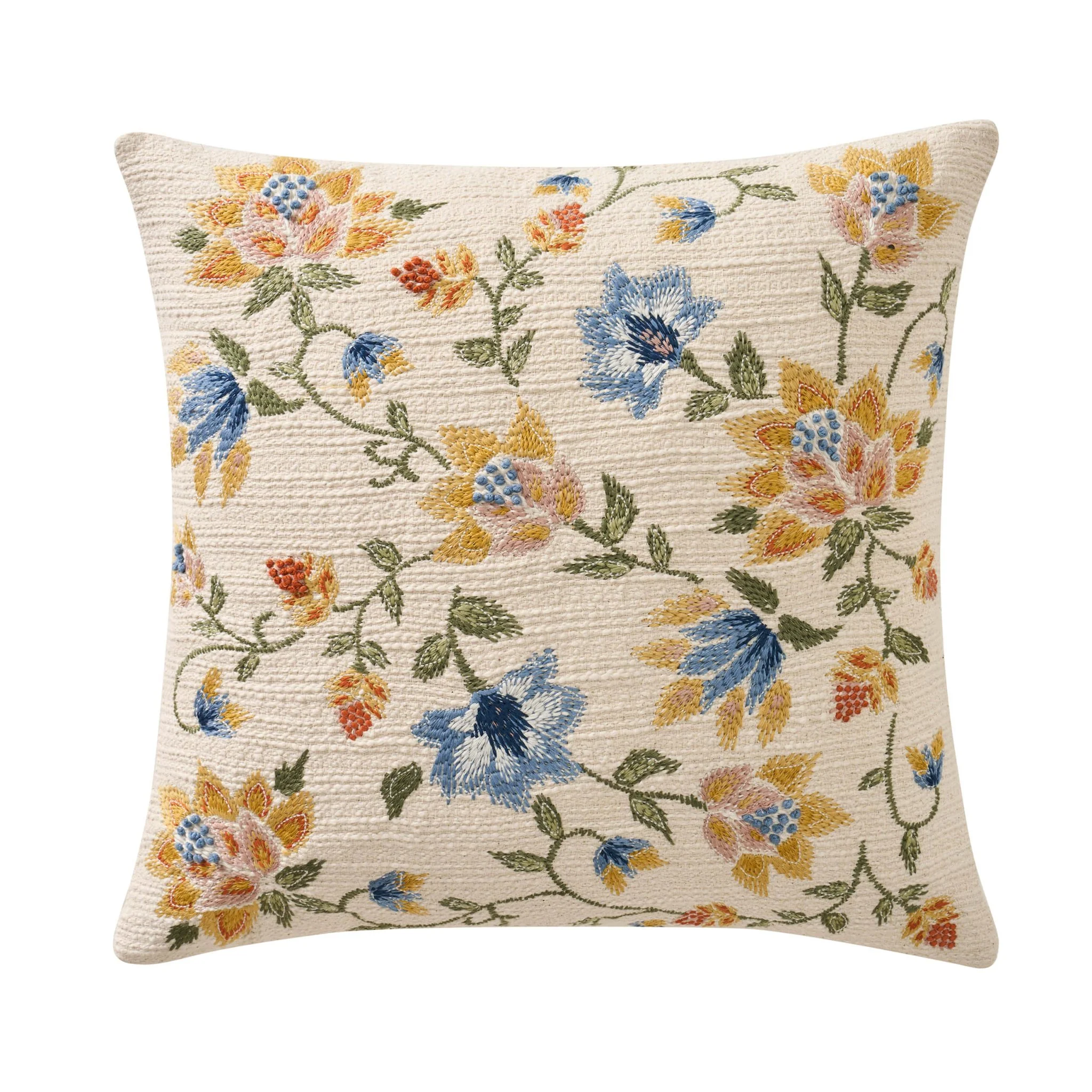 Floral Jacquard Embroidered Sofa Cushion Cover - Blue - Image 10