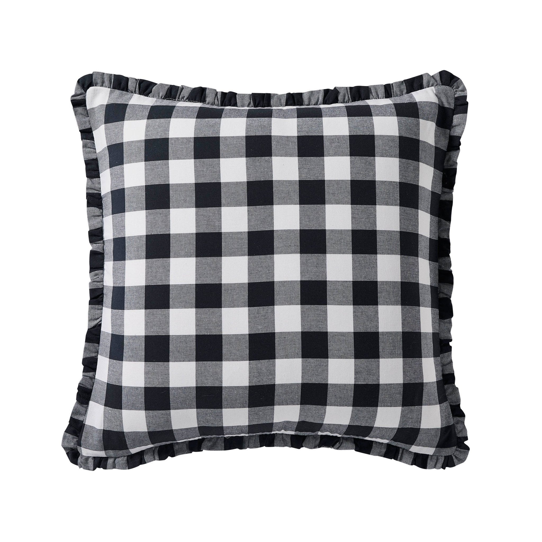 Gingham Square Frill Edge Cushion Cover - Black - Image 5