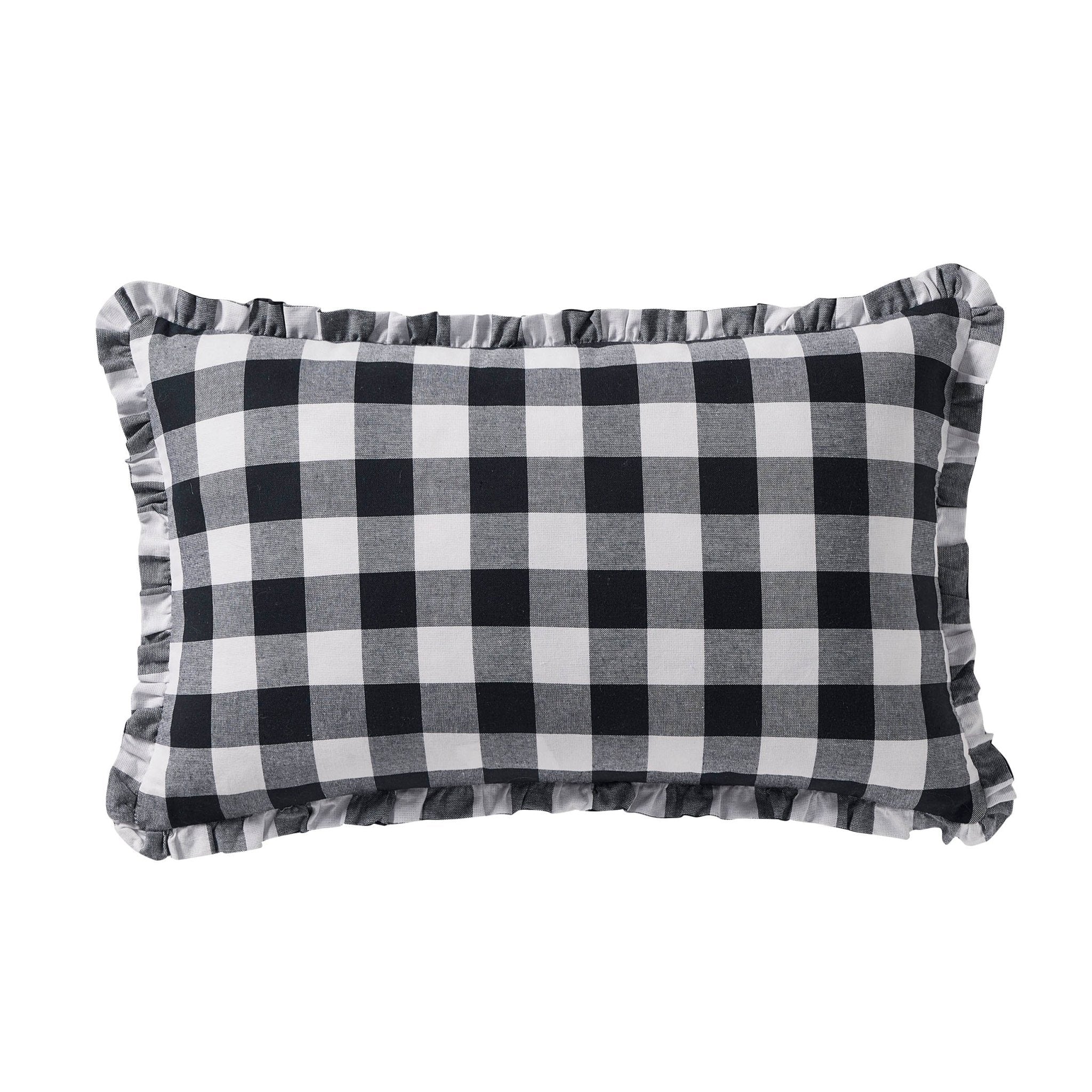 Gingham Square Frill Edge Sofa Cushion Cover - Black - Image 7