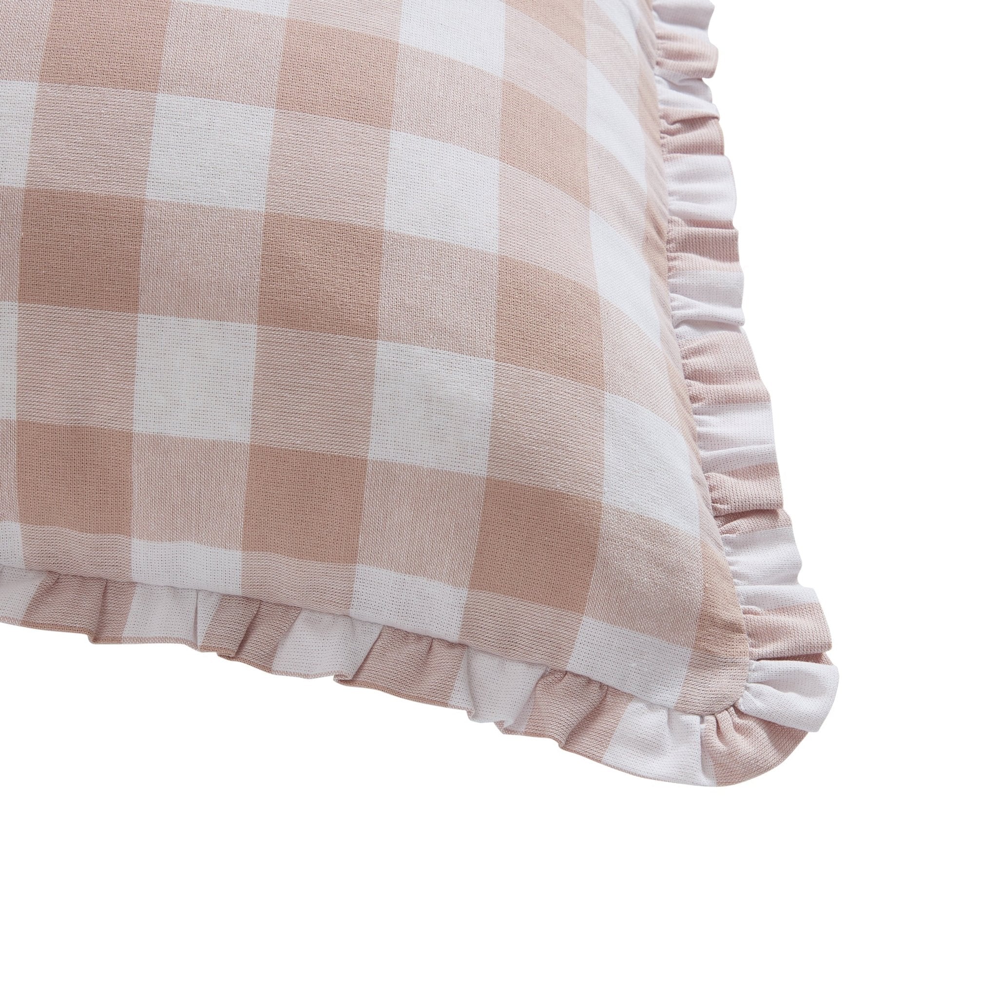 Gingham Square Frill Edge Sofa Cushion Cover - Blush Pink - Image 6