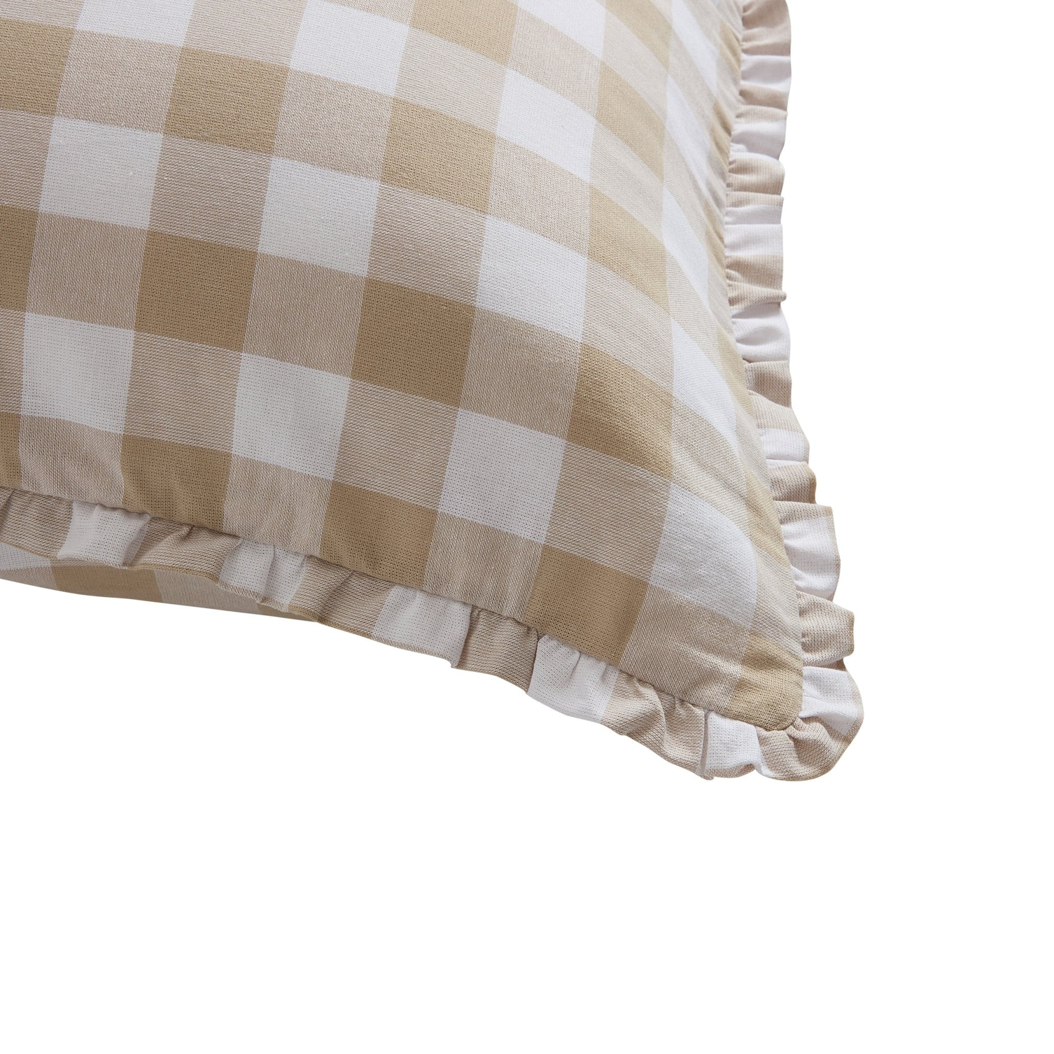 Gingham Square Frill Edge Sofa Cushion Cover - Natural - Image 5