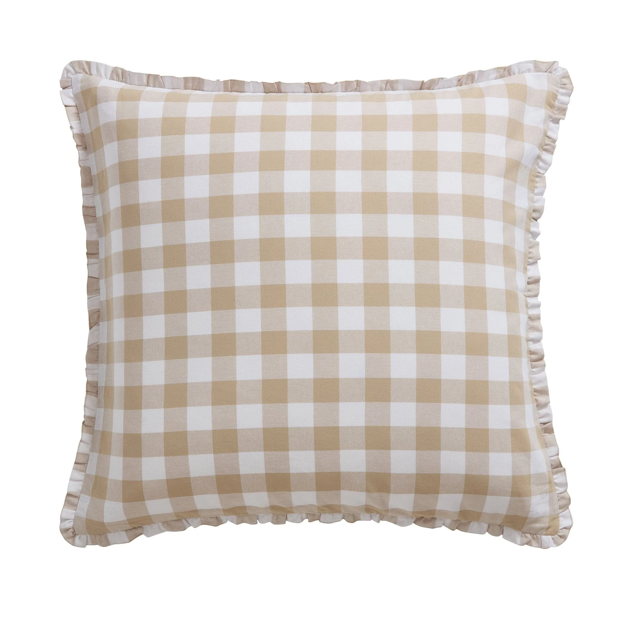 Gingham Square Frill Edge Sofa Cushion Cover - Natural - Image 6