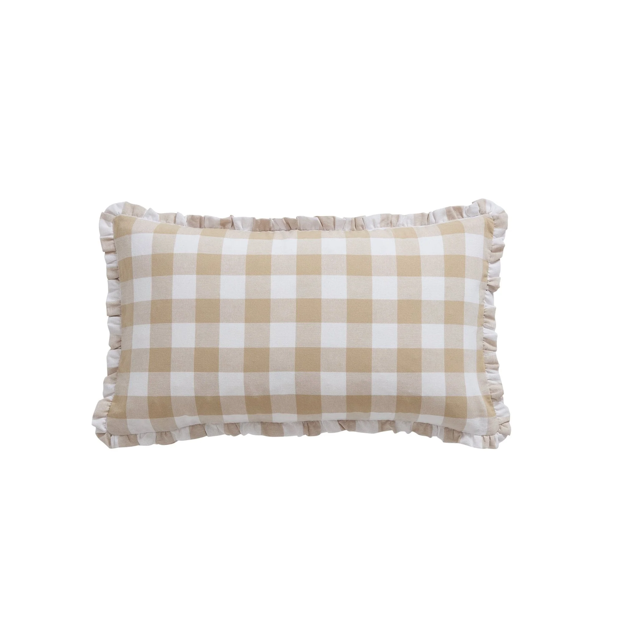 Gingham Square Frill Edge Sofa Cushion Cover - Natural - Image 7