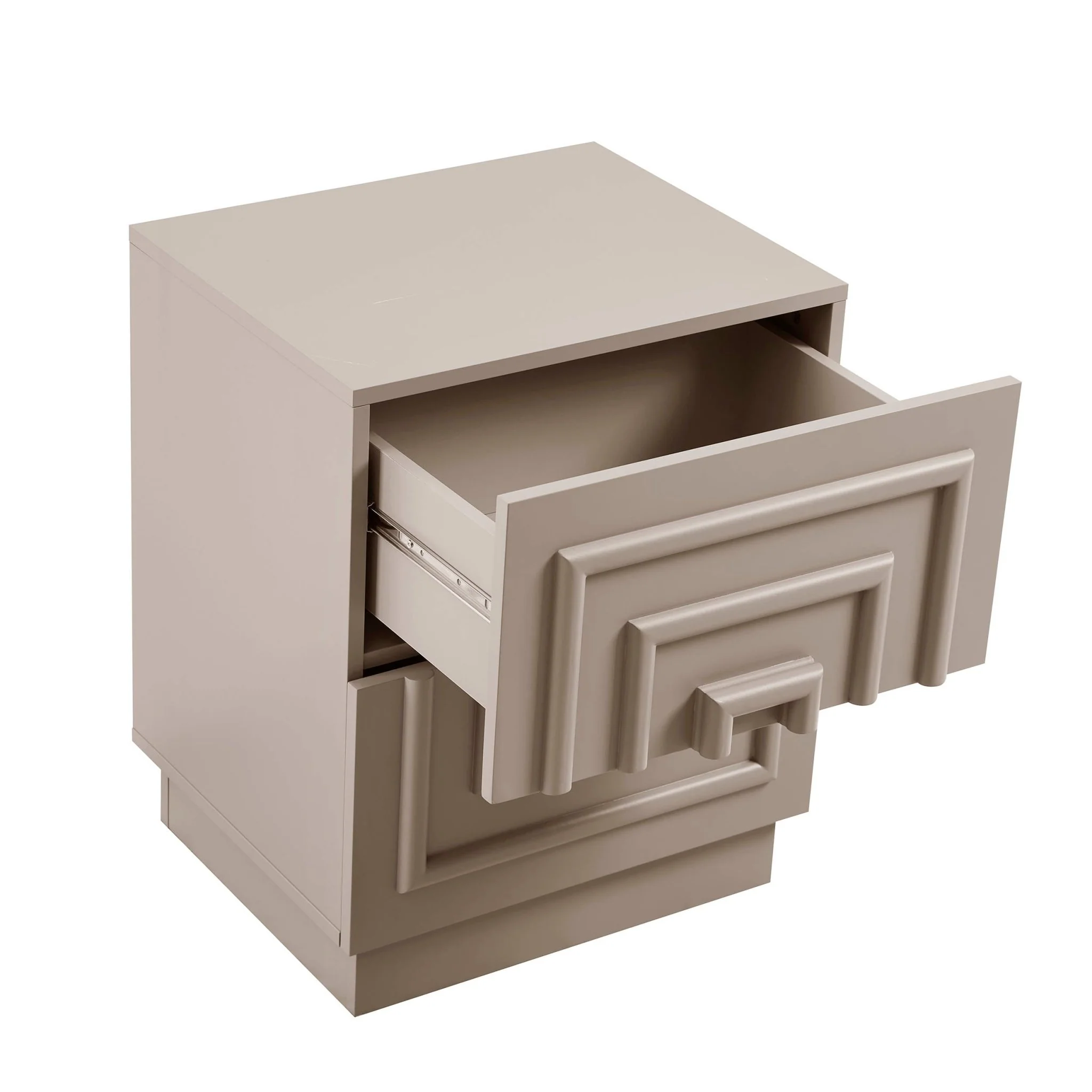 Harlow 2 Drawer Bedside Table - Taupe - Image 6