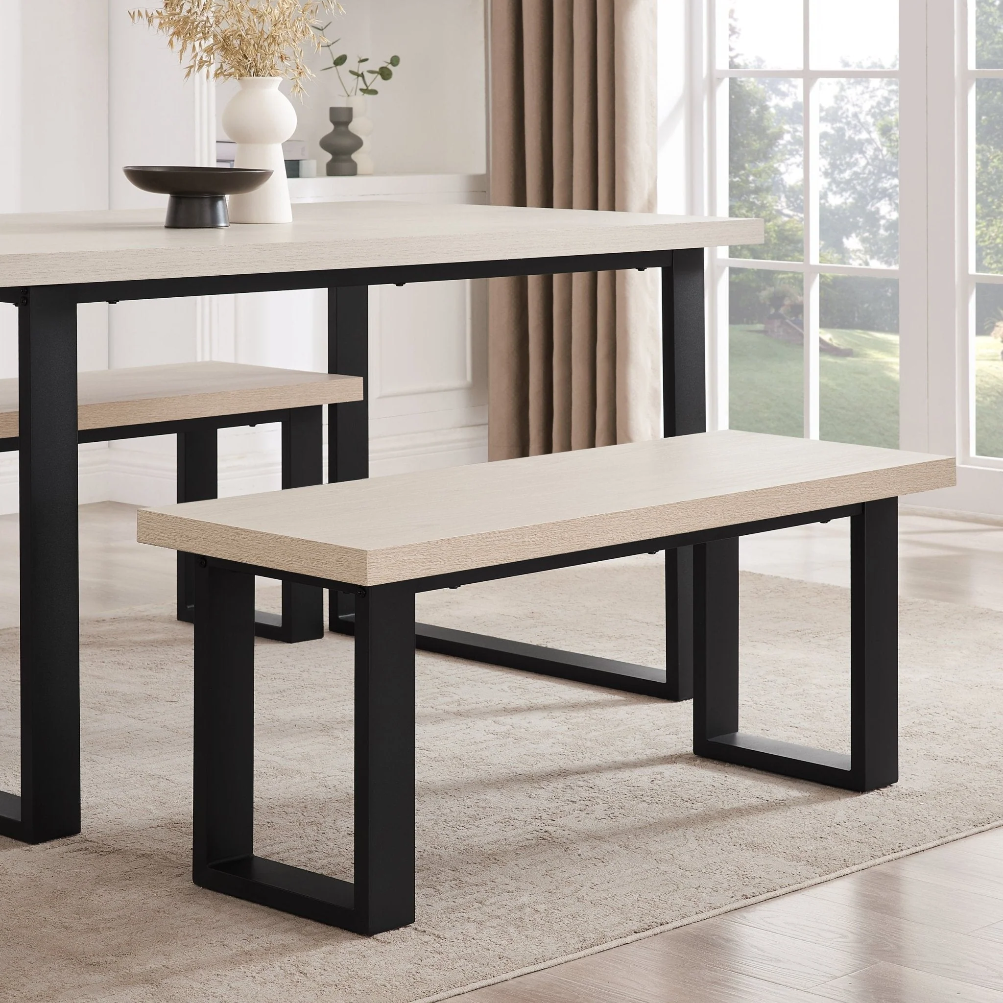 Harper Dining Bench - Wood/Black
