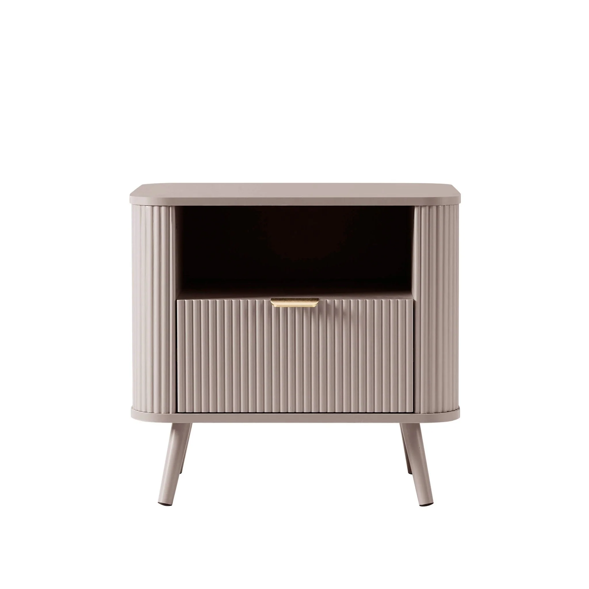 Hattie 1 Drawer Bedside with Shelf - Taupe - Image 2