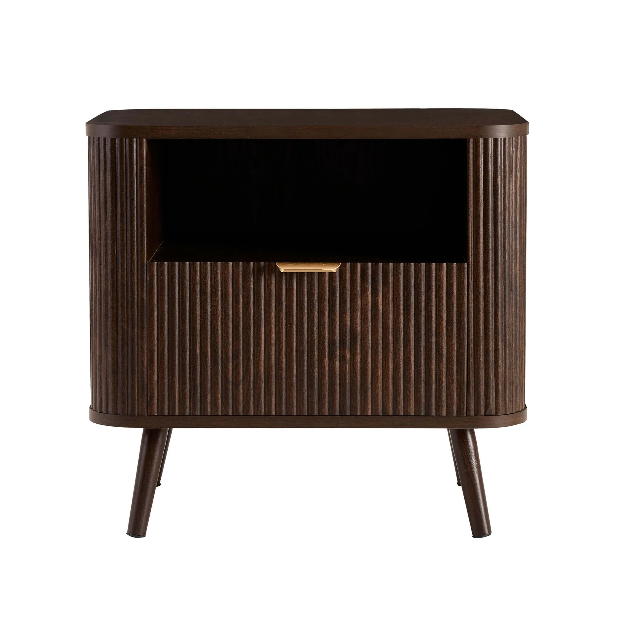 Hattie 1 Drawer Bedside with Shelf - Walnut - Image 3