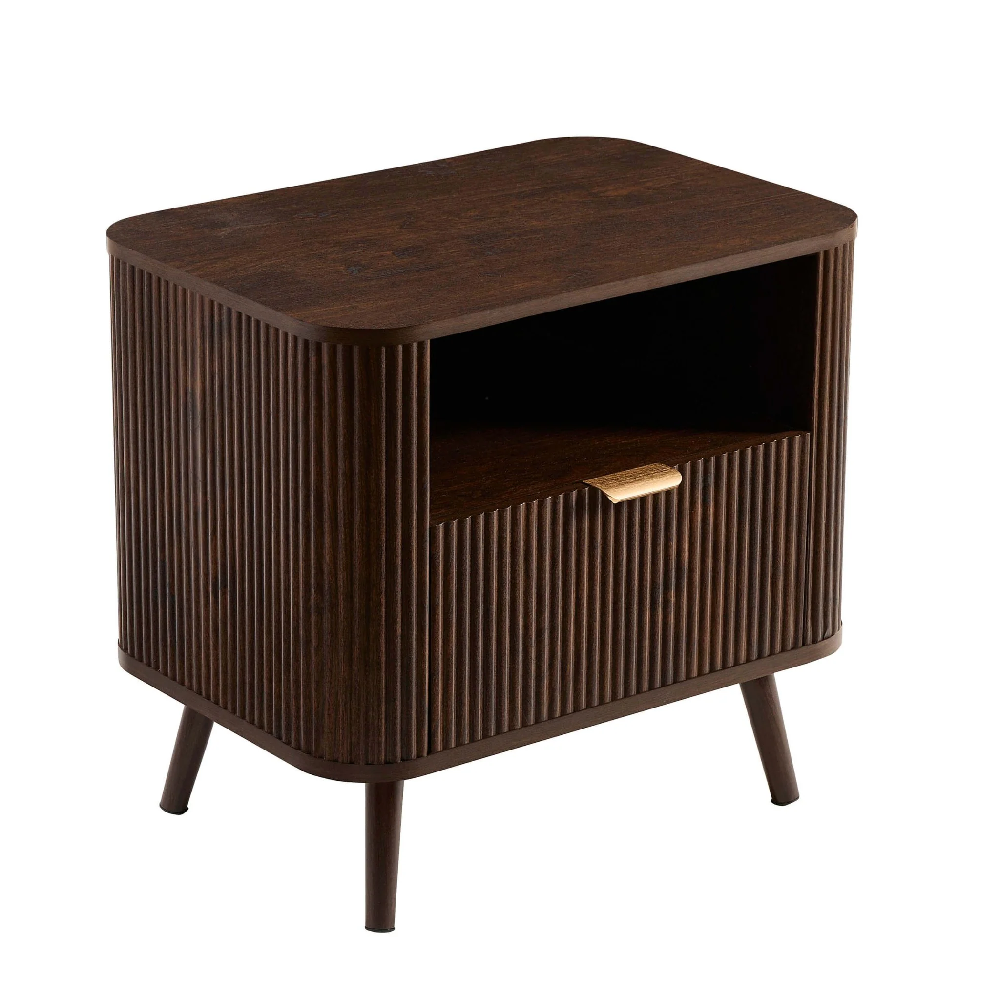 Hattie 1 Drawer Bedside with Shelf - Walnut - Image 4
