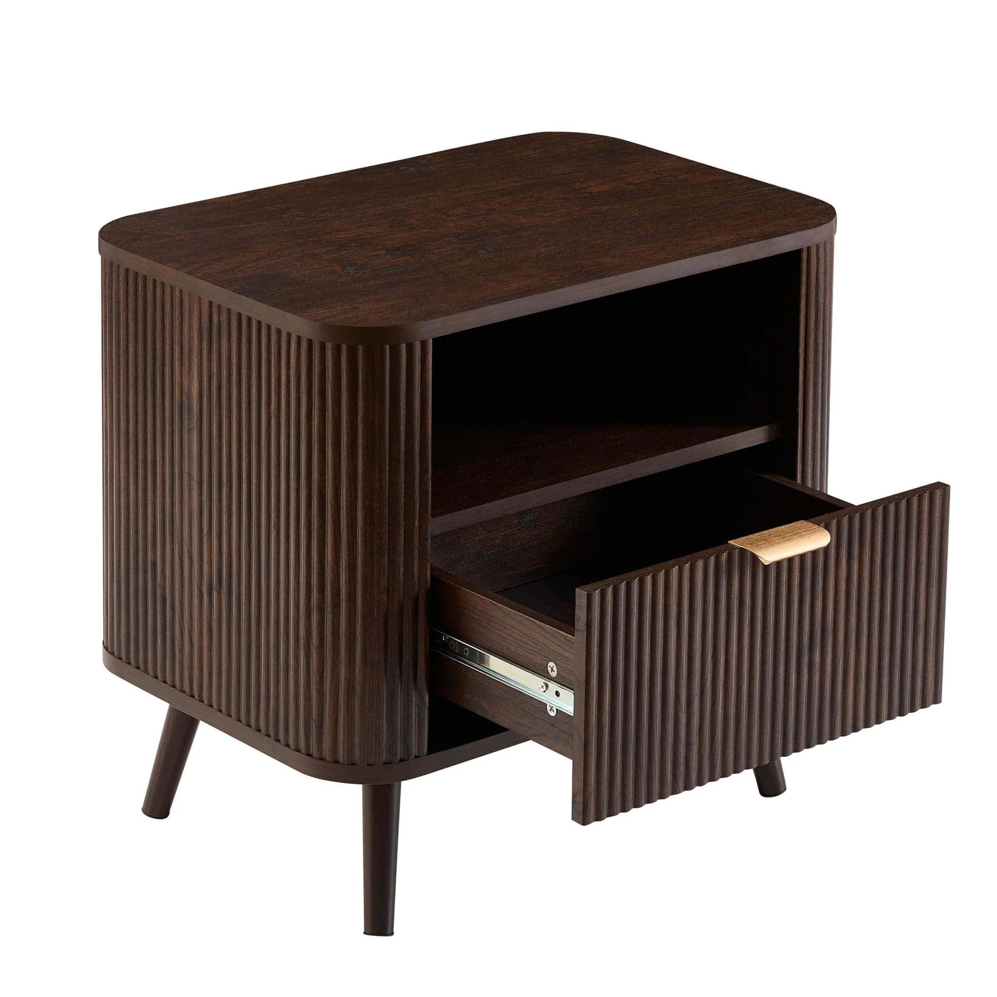 Hattie 1 Drawer Bedside with Shelf - Walnut - Image 5