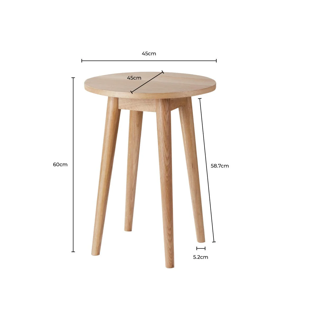 Heidi Solid Oak Round Side Table - Light Wood - Image 6