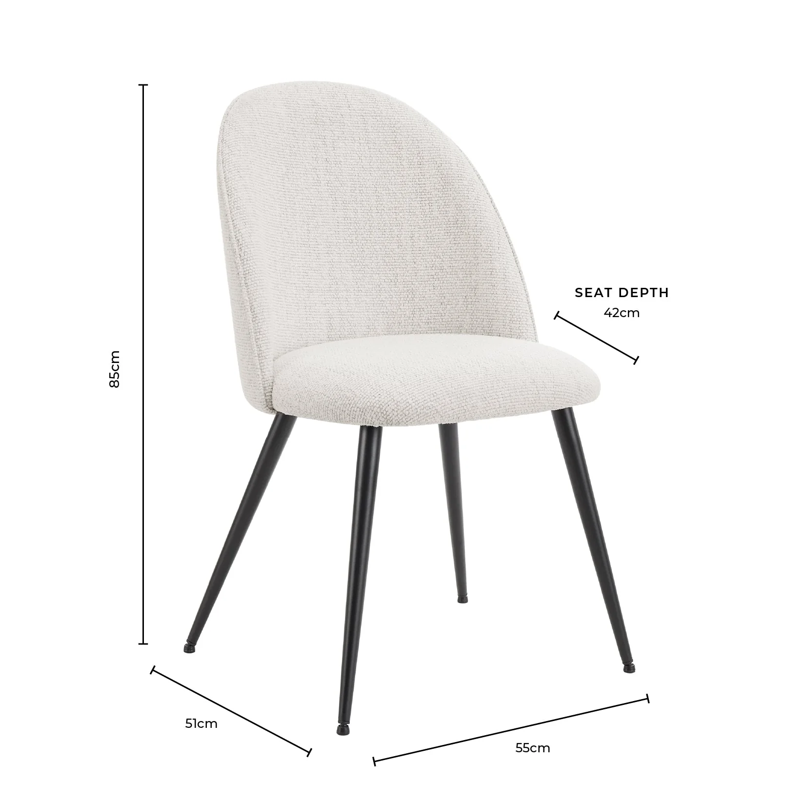 Iris Set Of 2 Dining Chairs - Boucle Ivory/Natural - Image 9