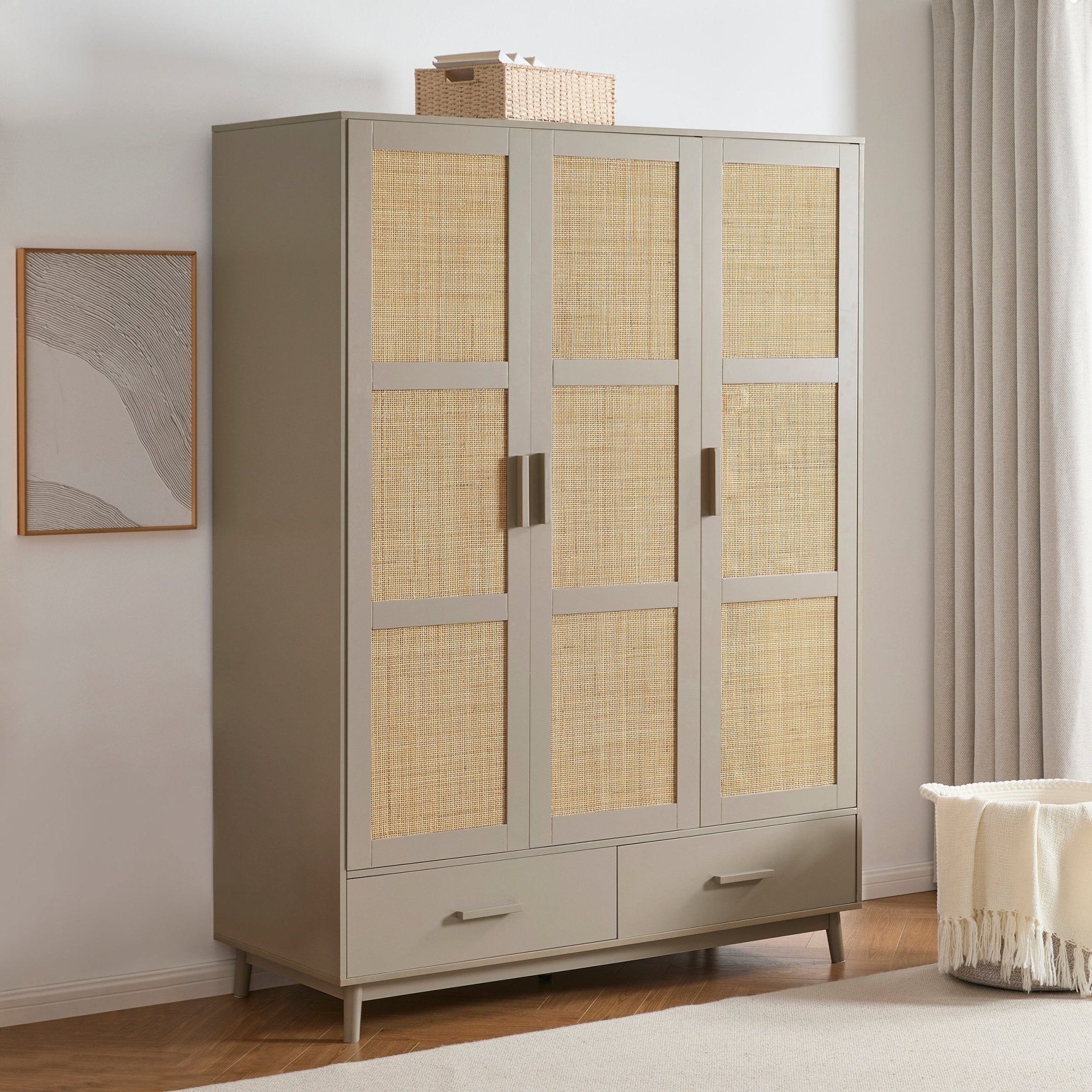 Isla 3 Door Wardrobe with Drawers - Taupe