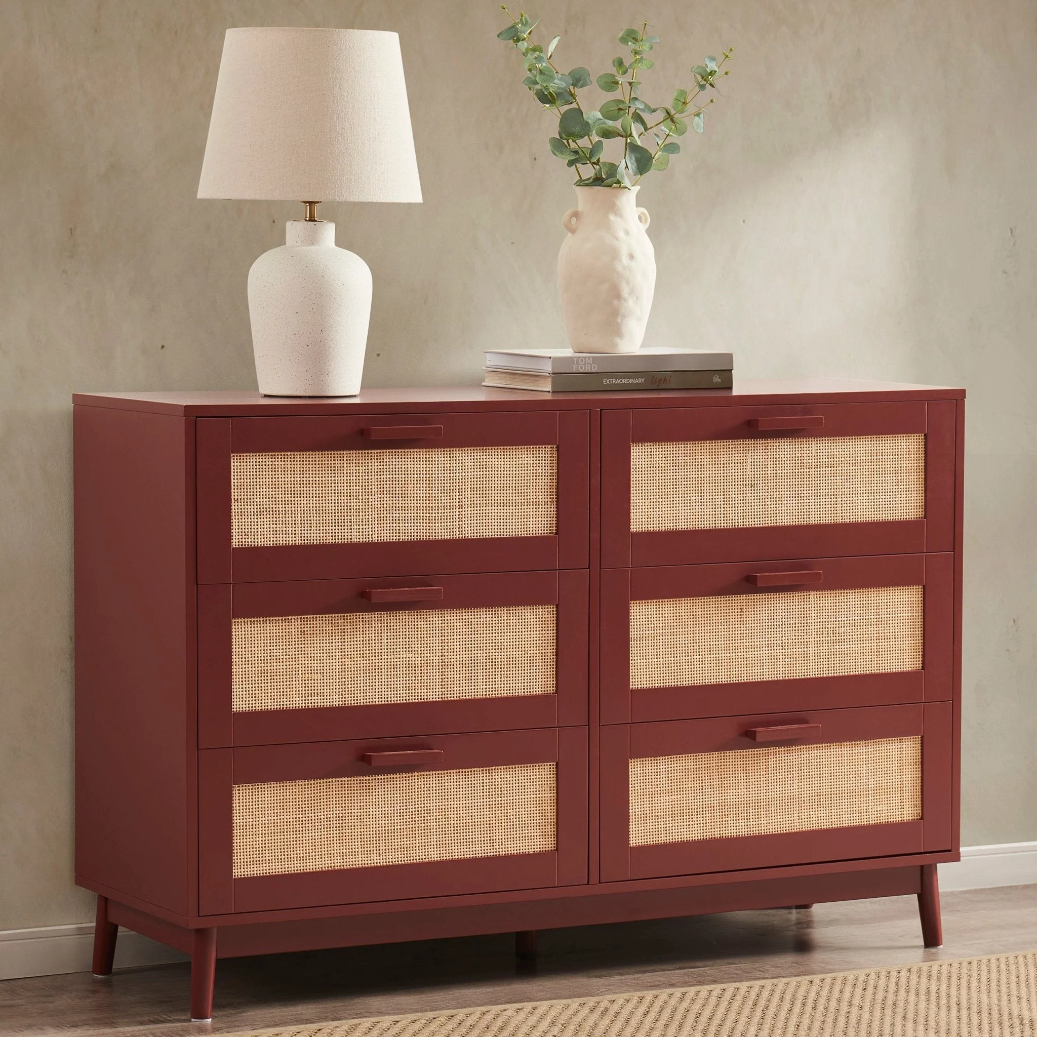 Isla 6 Drawer Chest - Burnt Red