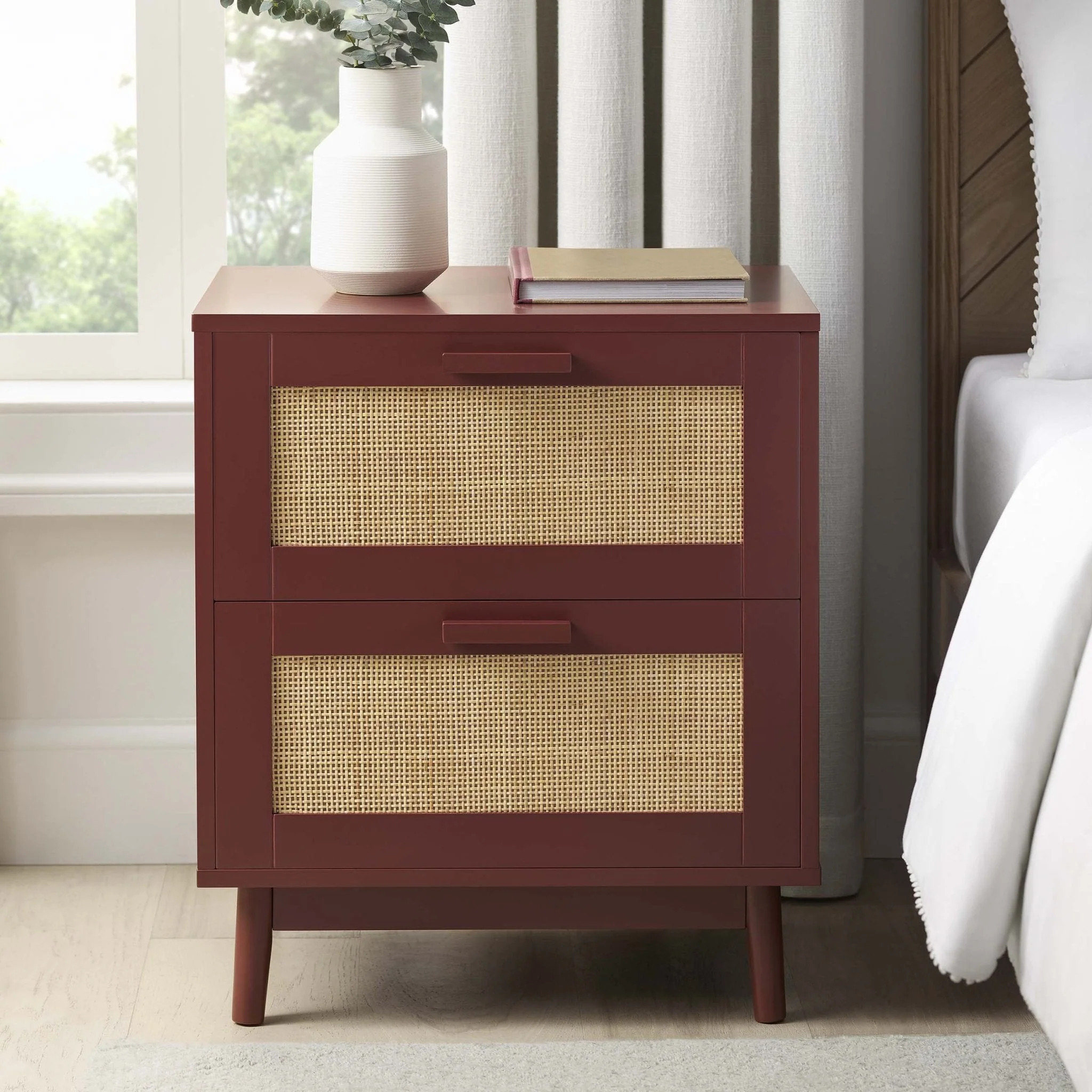 Isla 2 Drawer Bedside Table - Burnt Red - Image 2